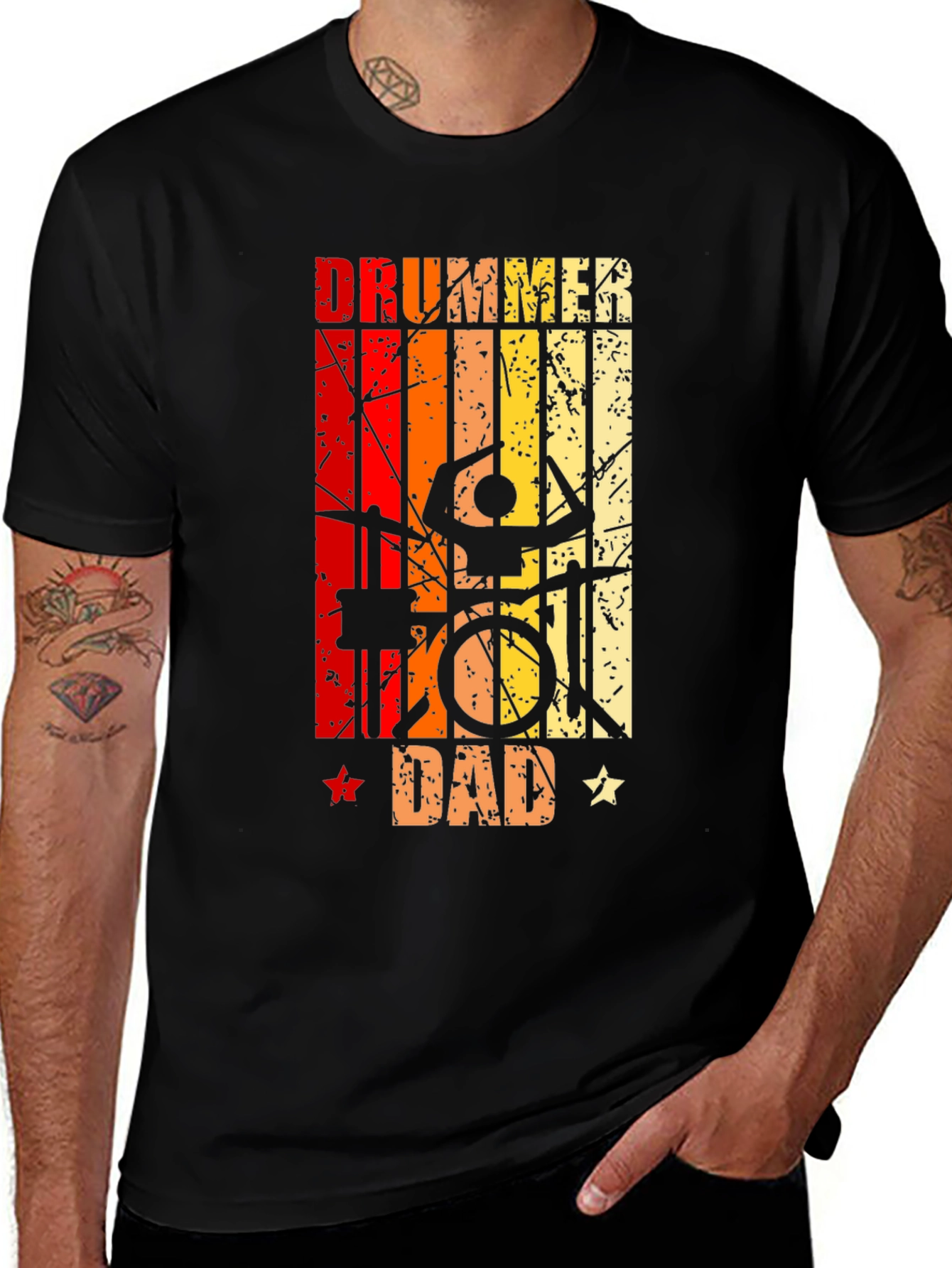 Variant 22 of Drummer Dad T-Shirt - Retro Vintage Style