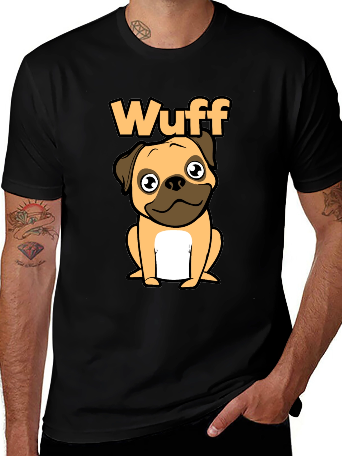 Variant 30 of Cute "Wuff" Pug Graphic T-Shirt
