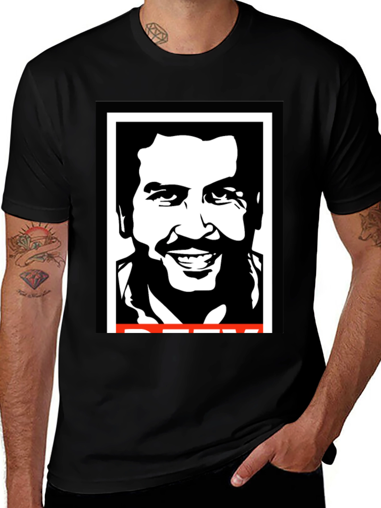 Variant 11 of Obey Style Portrait Graphic T-Shirt - Black