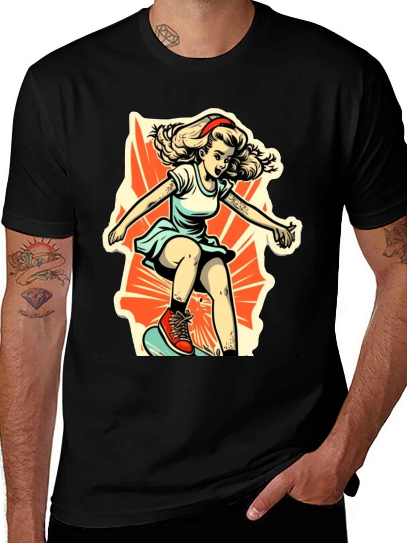 Variant 19 of Retro Skater Girl Graphic T-Shirt