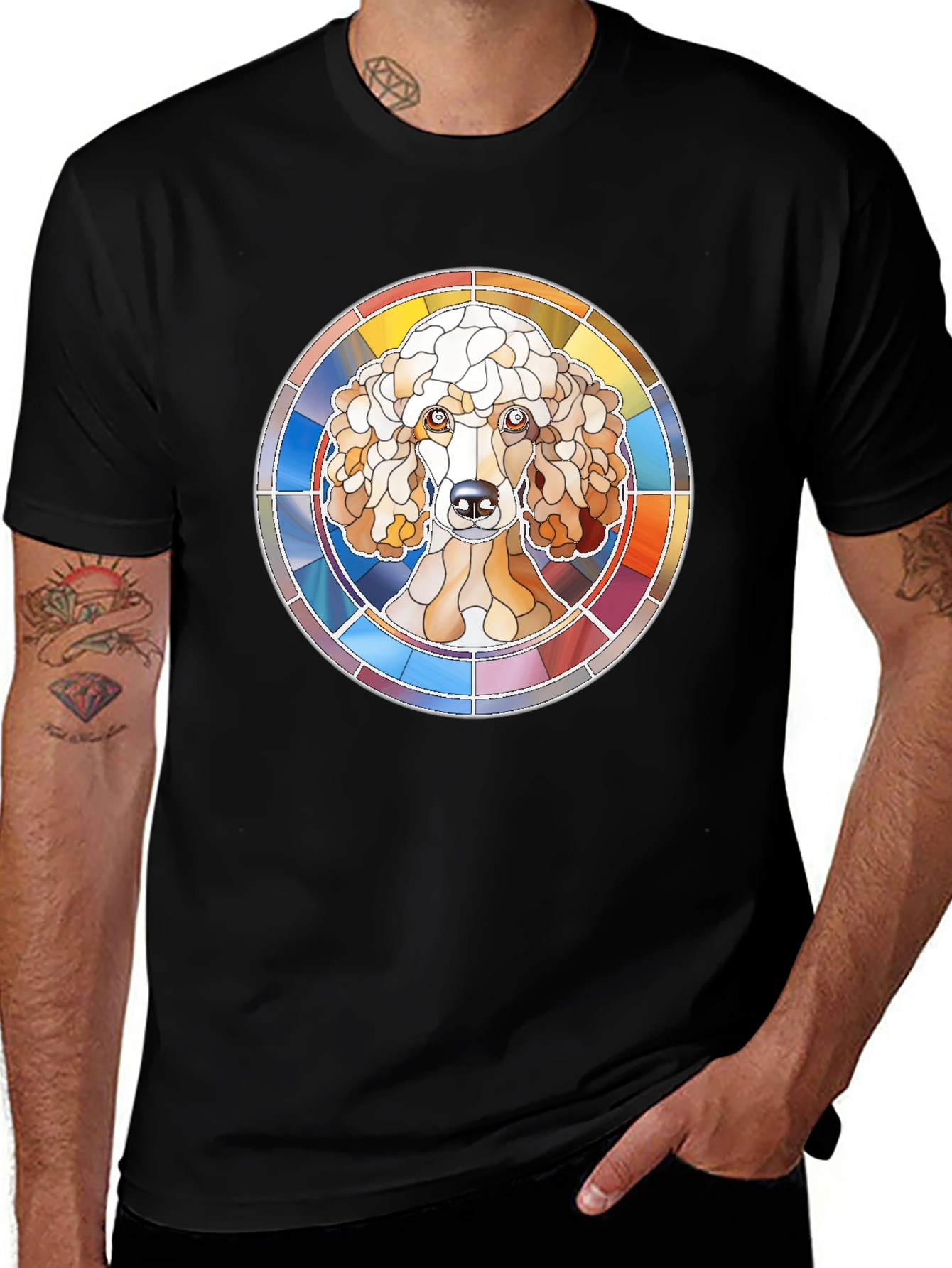 Variant 11 of Stained Glass Poodle Graphic Tee - Stylish Dog Lover Shirt