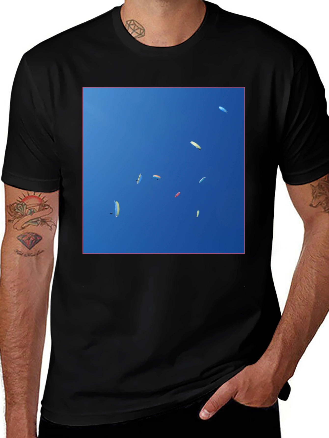 Skydiving T-Shirt | Men's Black Graphic Tee