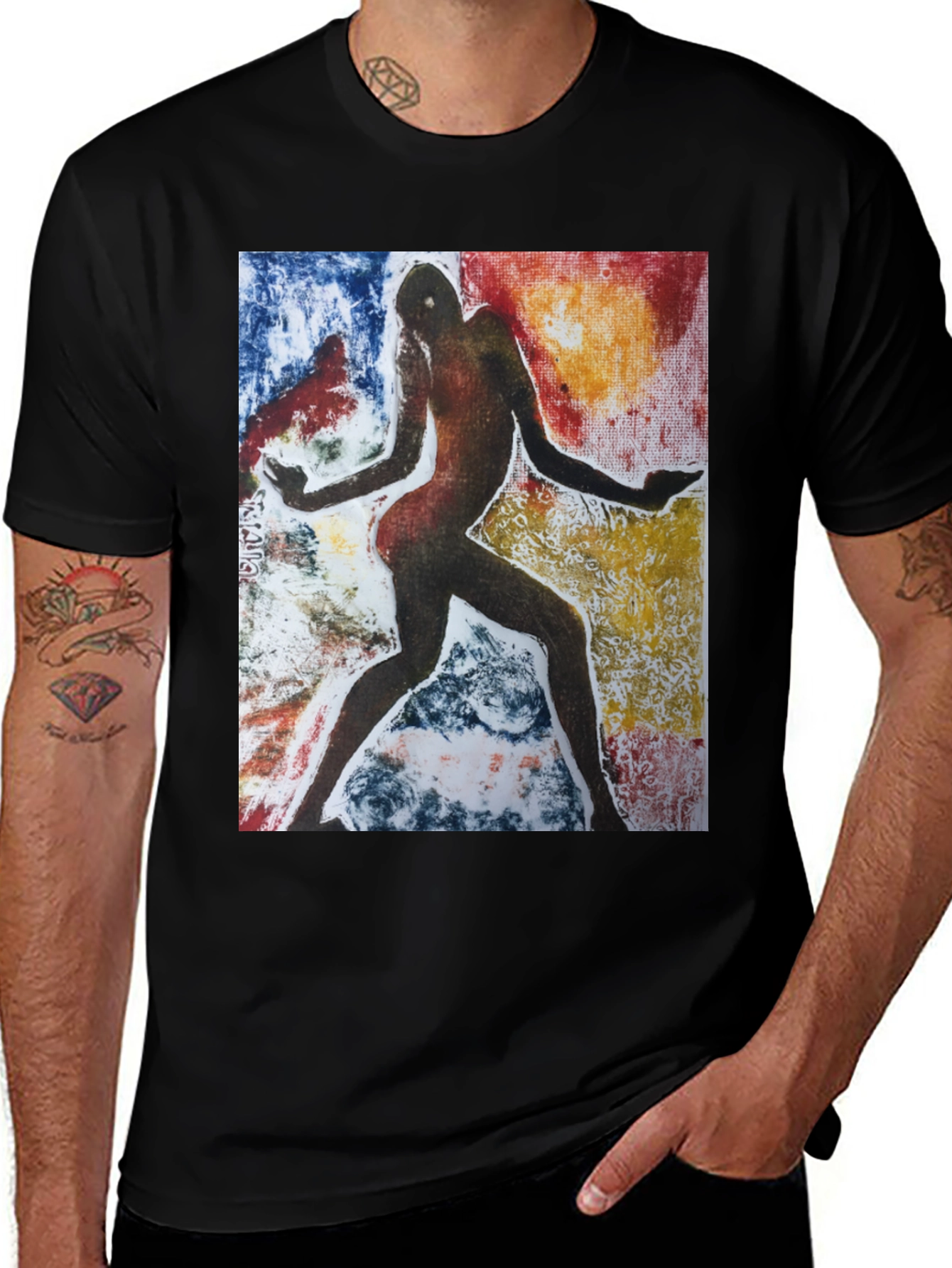 Variant 28 of Abstract Figure Graphic Black Tee