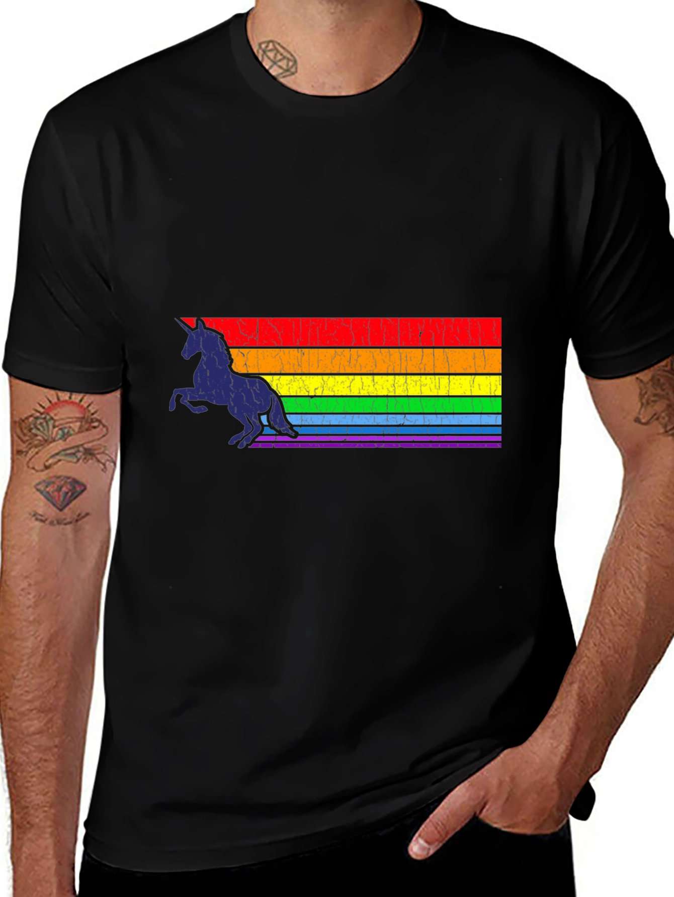 Variant 20 of Unicorn Rainbow Striped Graphic Tee