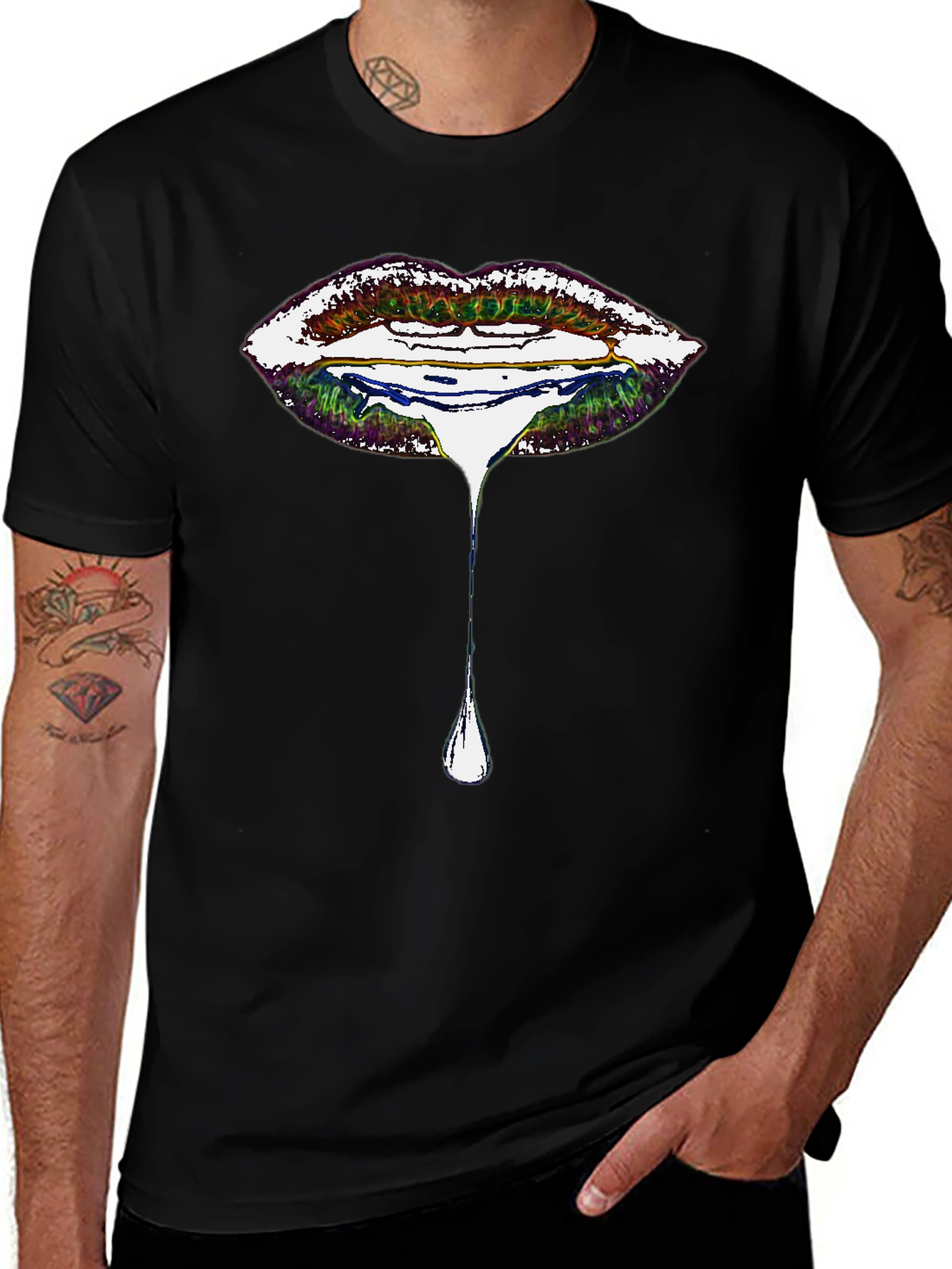 Variant 7 of Dripping Lips Graphic Tee - Unique Design