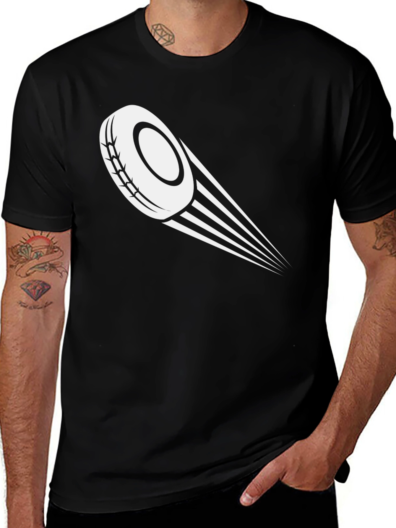 Variant 25 of Flying Disc Graphic Tee - Black Casual Shirt