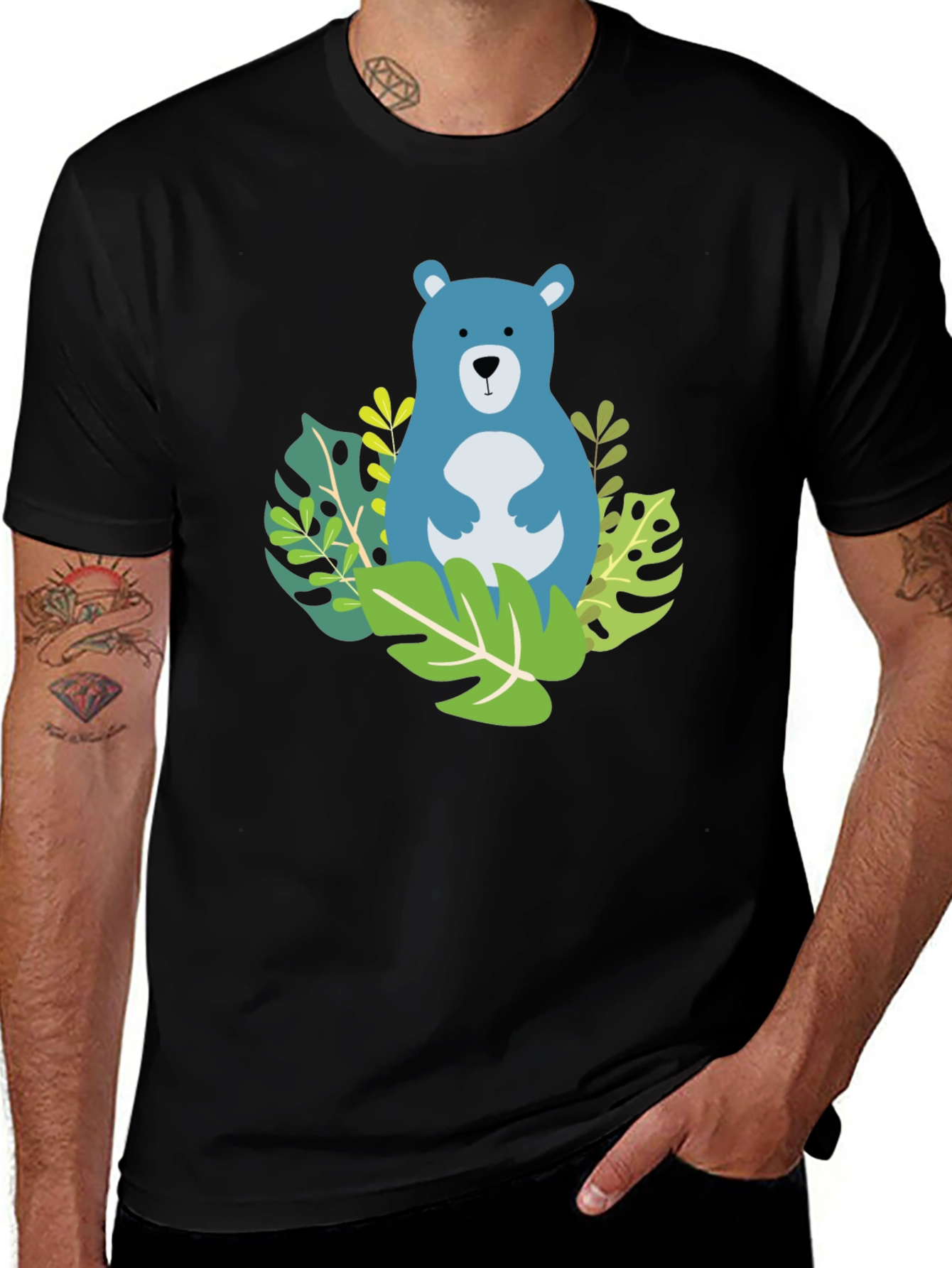 Variant 7 of Bear in Jungle Graphic T-Shirt - Black