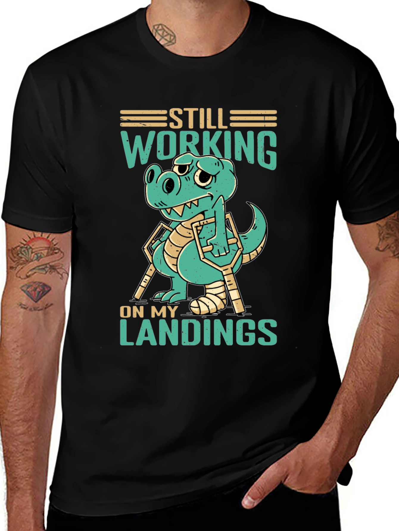 Variant 12 of Funny Dinosaur T-Shirt - Still Working on My Landings