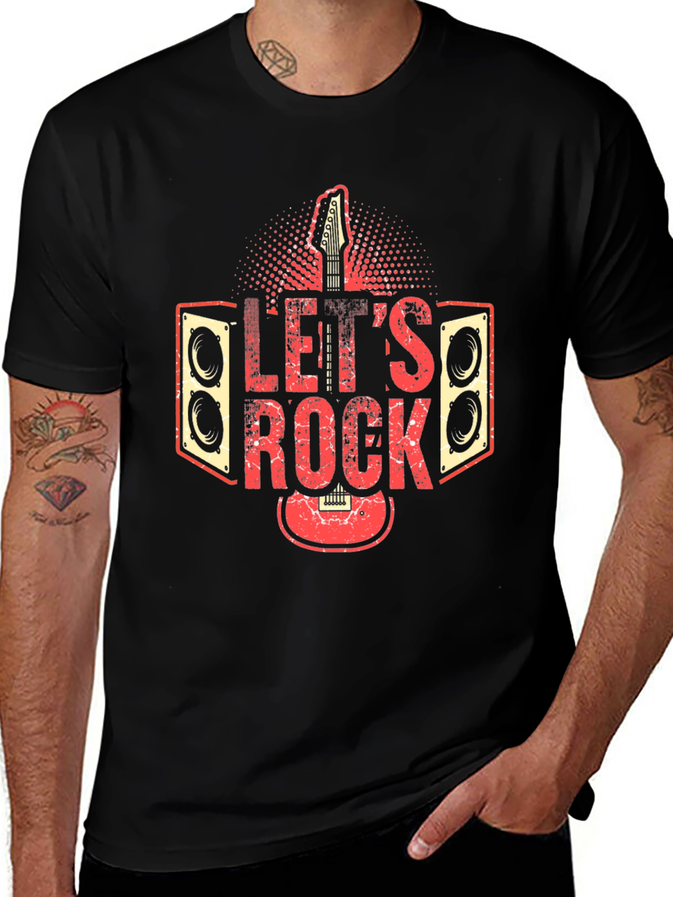 Variant 5 of Let's Rock T-Shirt Guitar Music Tee