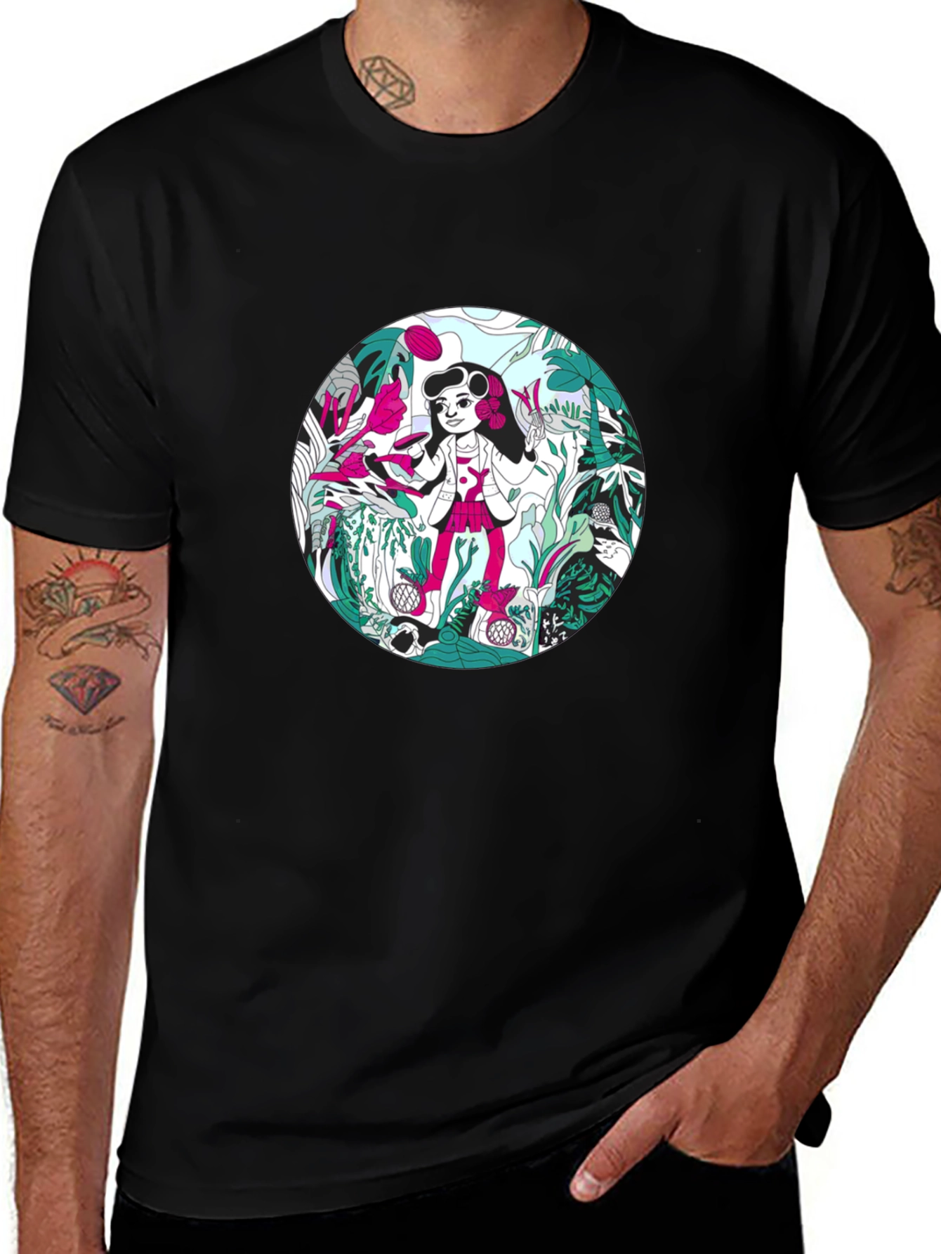 Variant 10 of Jungle Pop Graphic Tee - Stylish Round Print T-Shirt