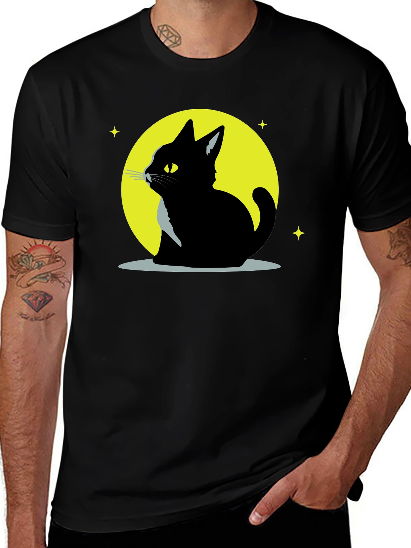 Variant 19 of Black Cat Silhouette Graphic T-Shirt - Unisex Soft Cotton Tee