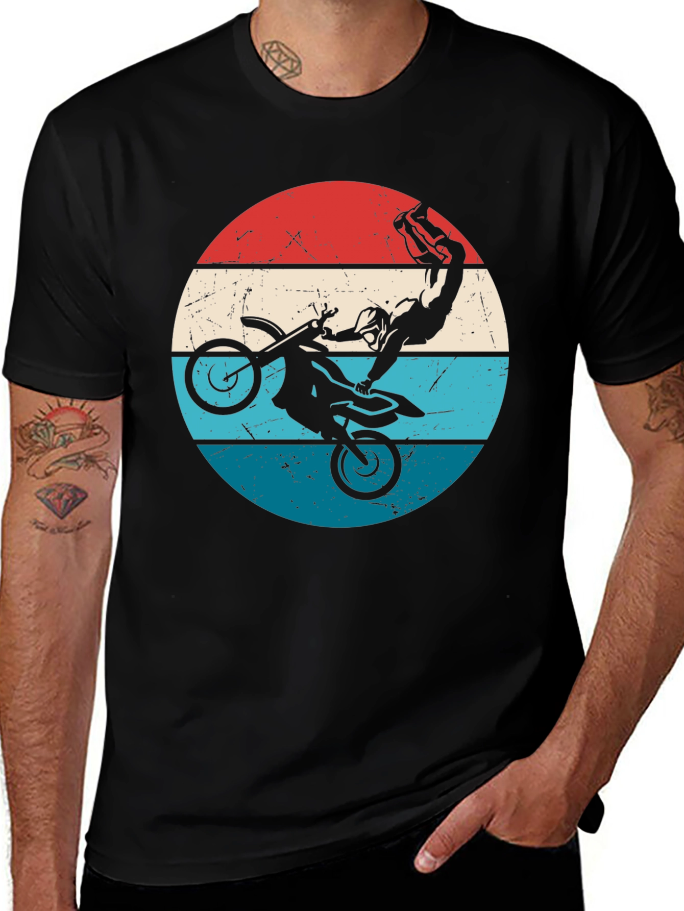 Variant 17 of Motocross Stunt Graphic Tee - Retro Style
