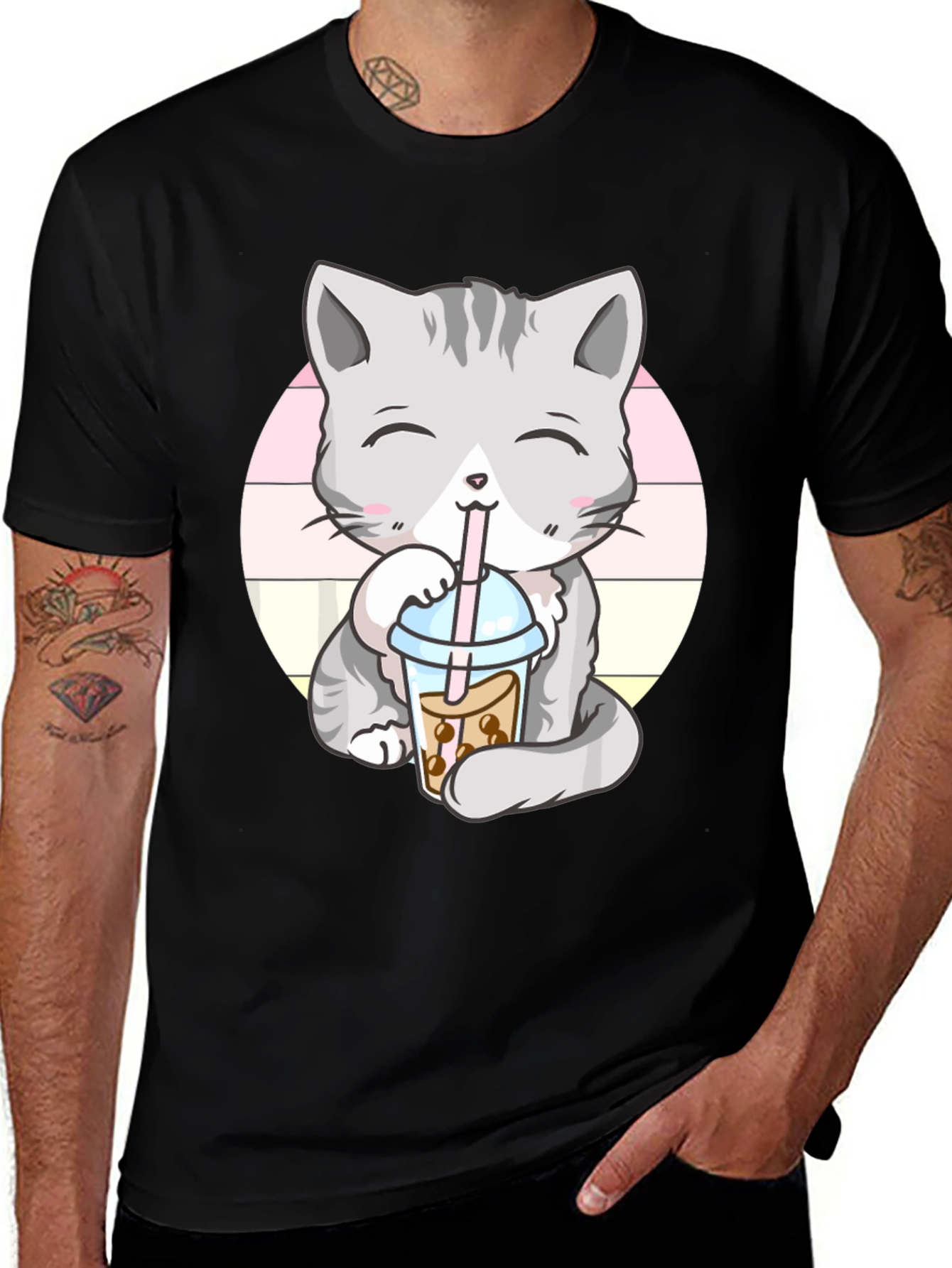 Variant 18 of Kawaii Cat Boba Tea Graphic Tee
