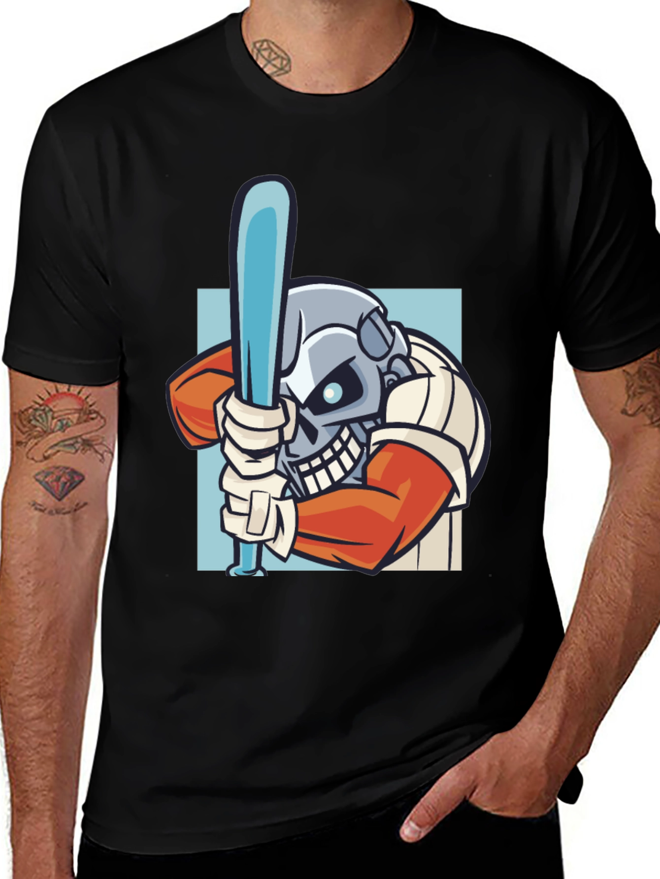 Variant 15 of Skull Baseball Player Graphic T-Shirt