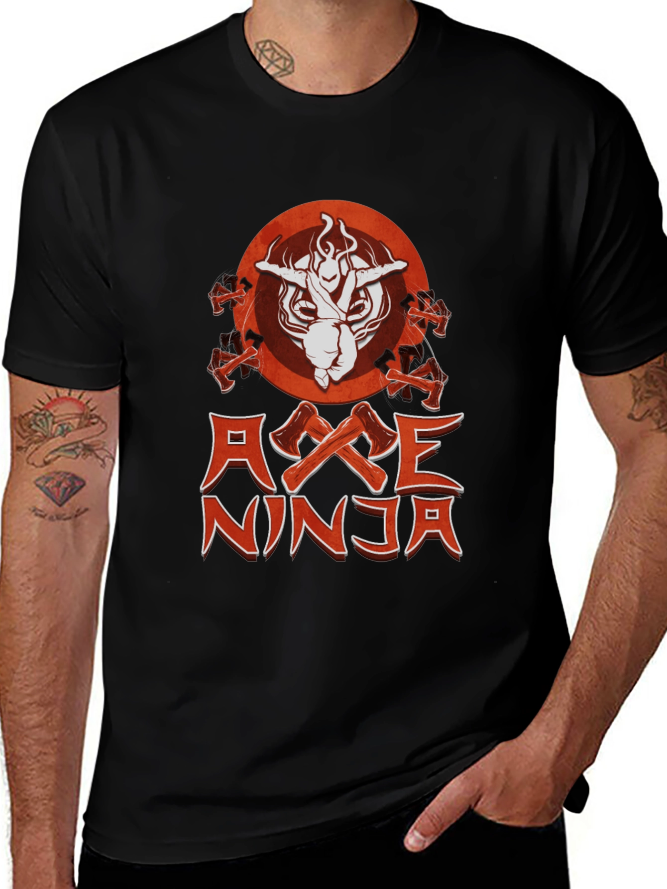 Axe Ninja Graphic T-Shirt - Black