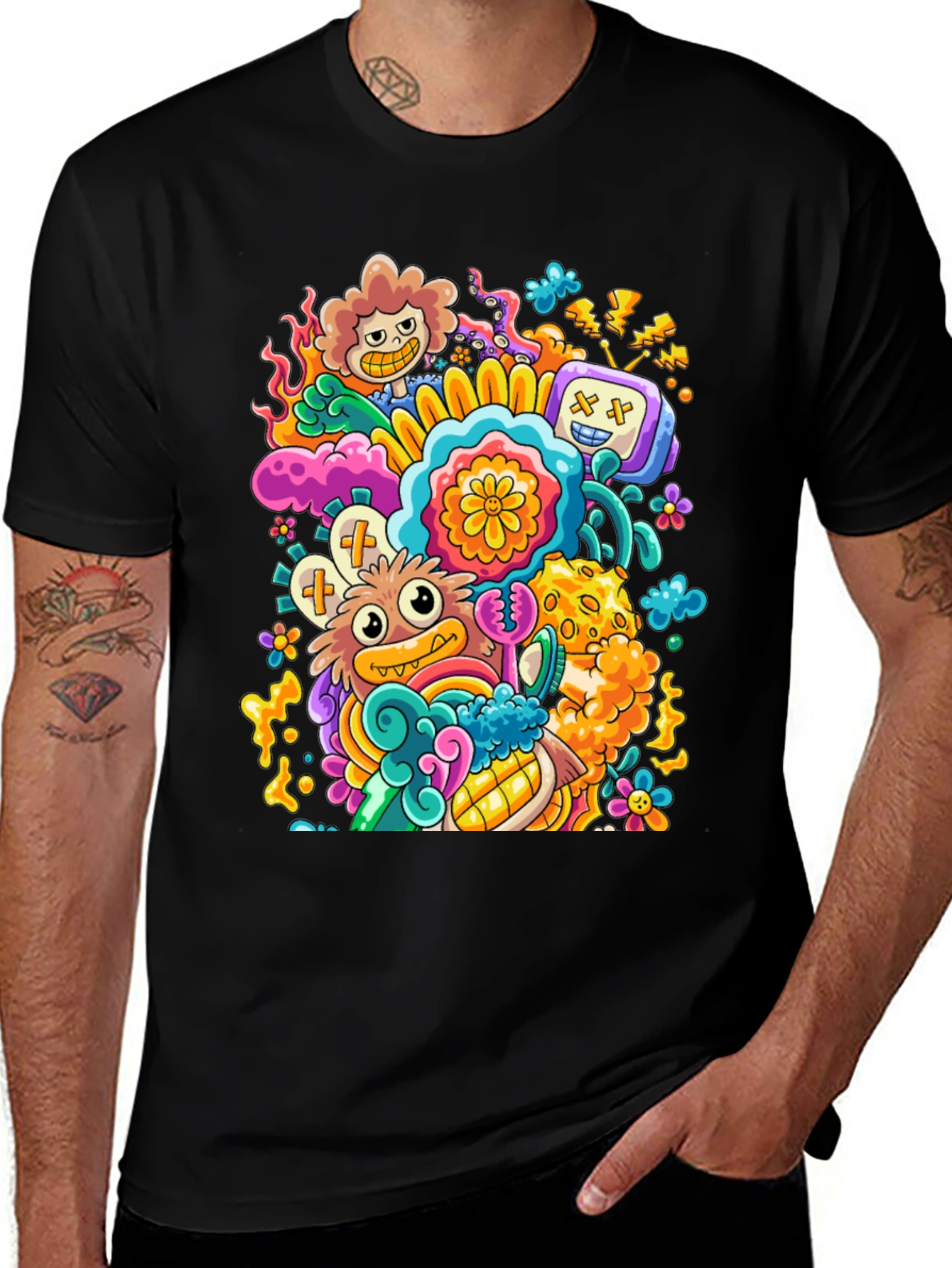 Variant 30 of Funky Doodle Art Black T-Shirt