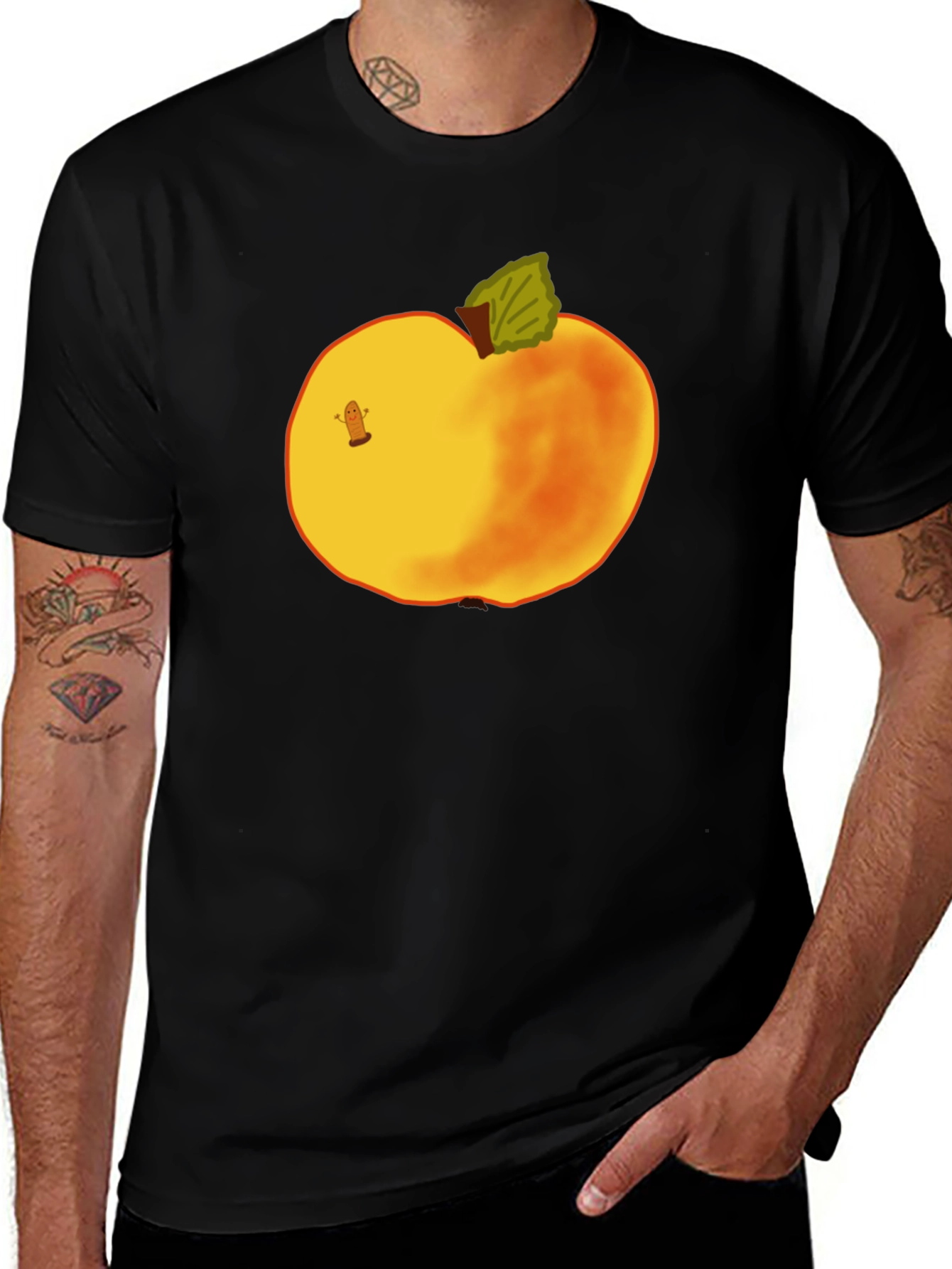 Variant 25 of Whimsical Apple Graphic Tee - Unique Fruit Design