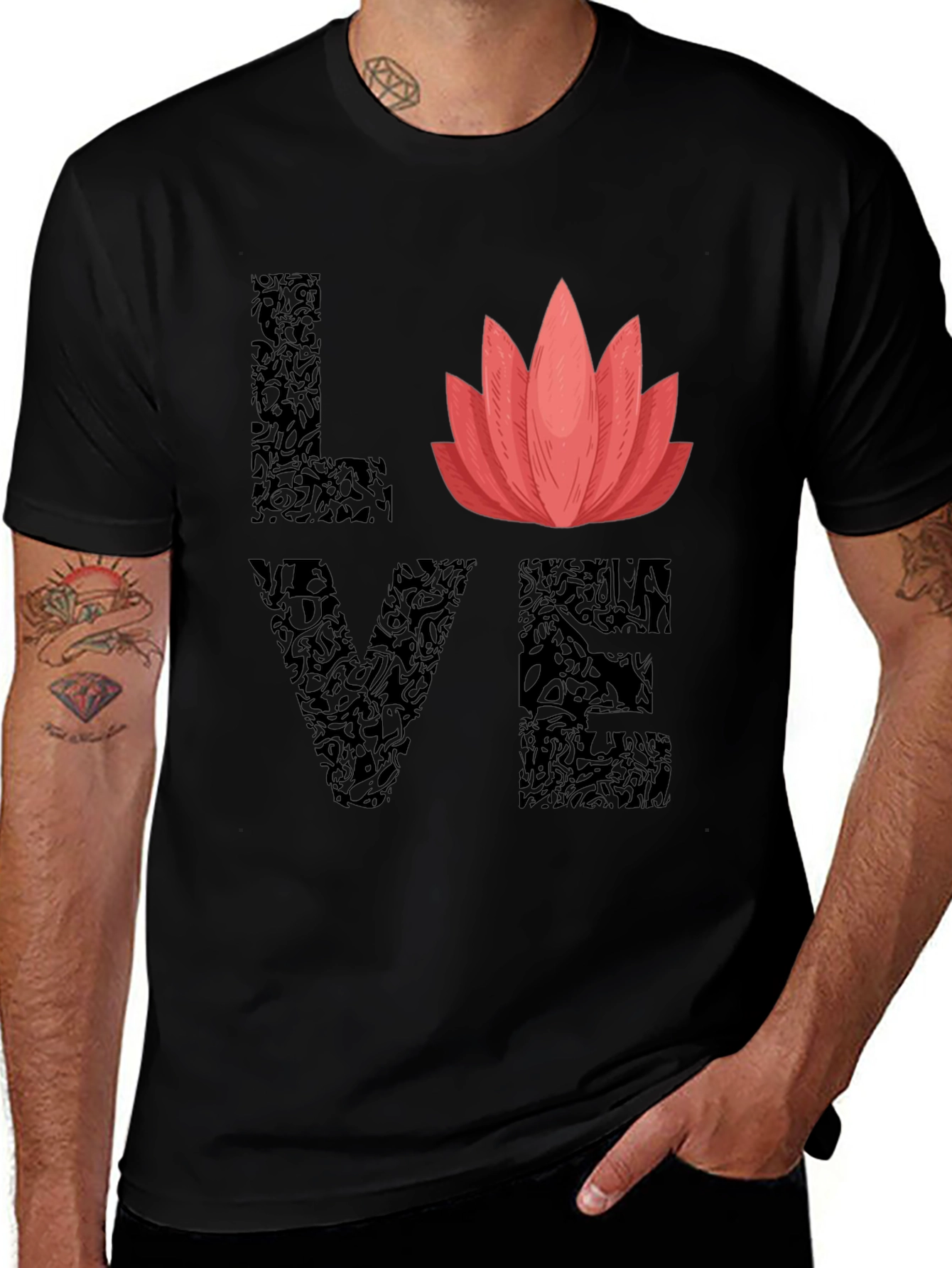 Variant 30 of Love Lotus Flower Graphic T-Shirt - Stylish Comfort