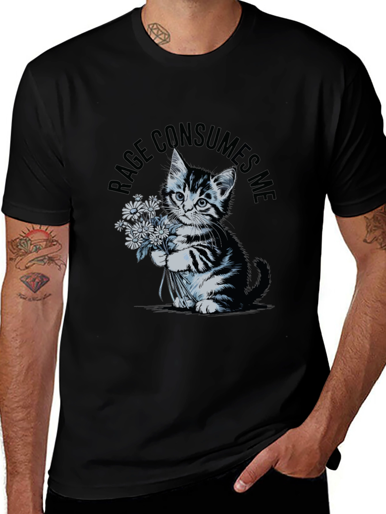 Variant 17 of Rage Consumes Me Kitten T-Shirt - Black