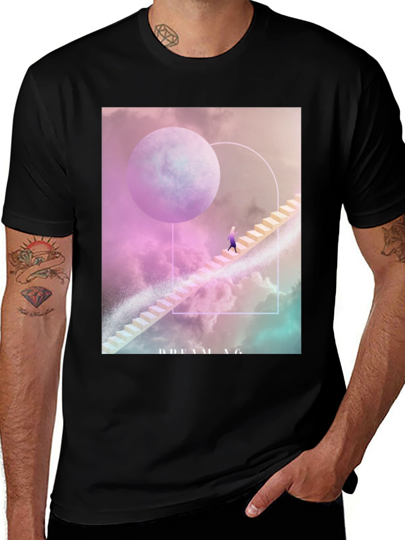 Variant 22 of Dreaming T-Shirt: Celestial Stairway Design