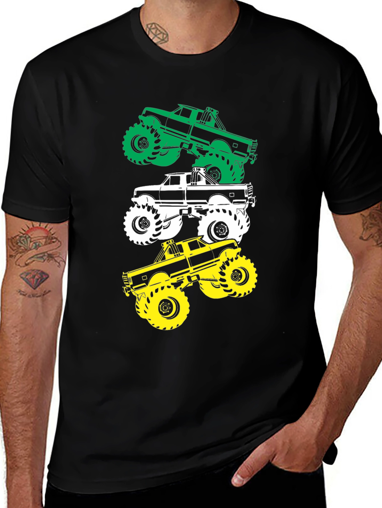 Variant 20 of Monster Truck Graphic Tee - Black Cotton
