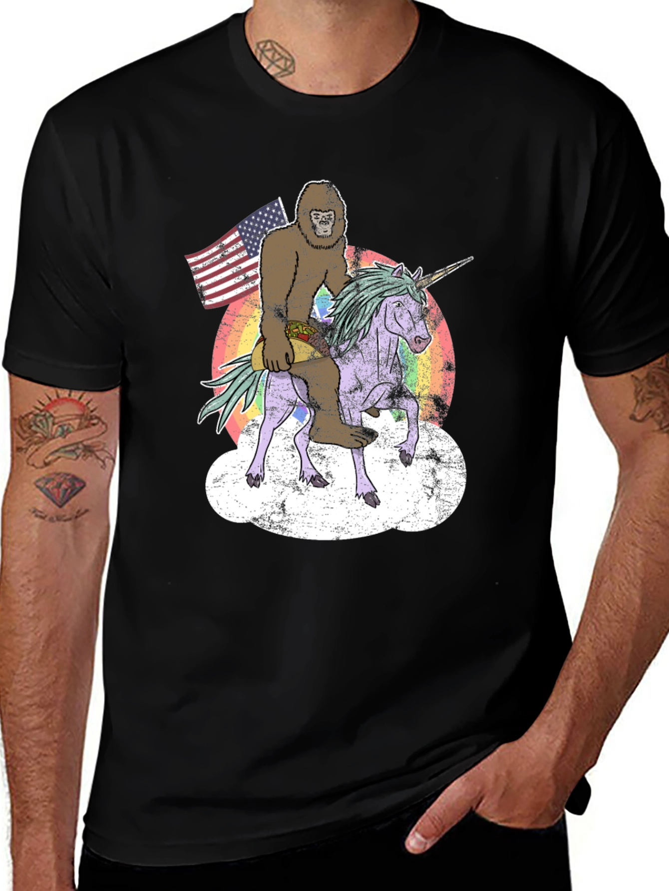 Variant 8 of Bigfoot Riding Unicorn Men's Graphic Tee