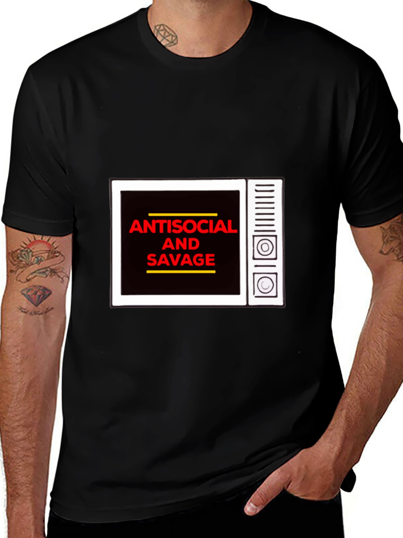 Variant 22 of Antisocial and Savage Graphic T-Shirt - Casual Black Tee