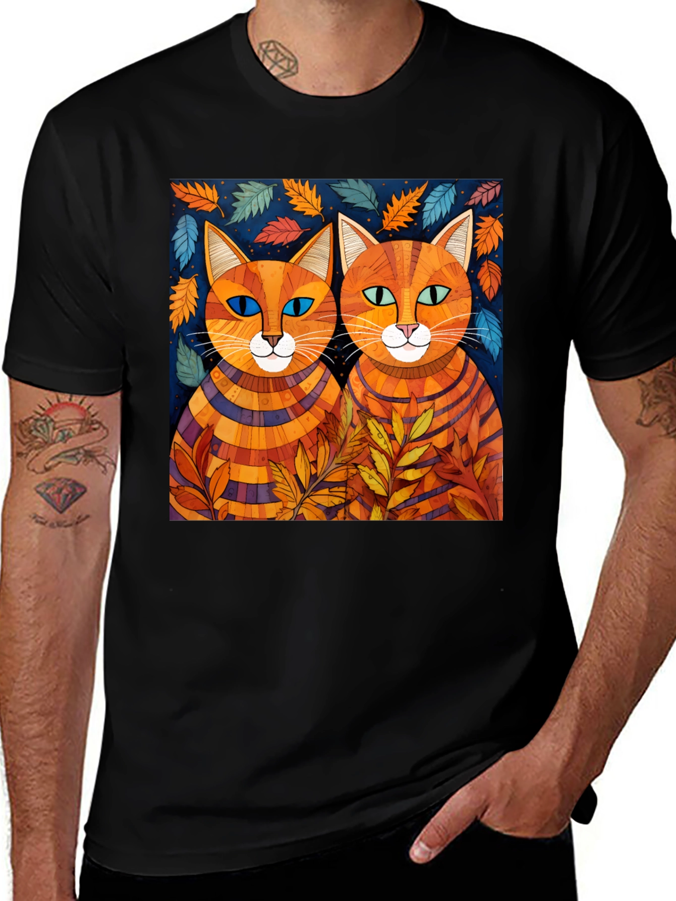 Variant 9 of Whimsical Cat Art Tee - Unique Graphic Print Shirt
