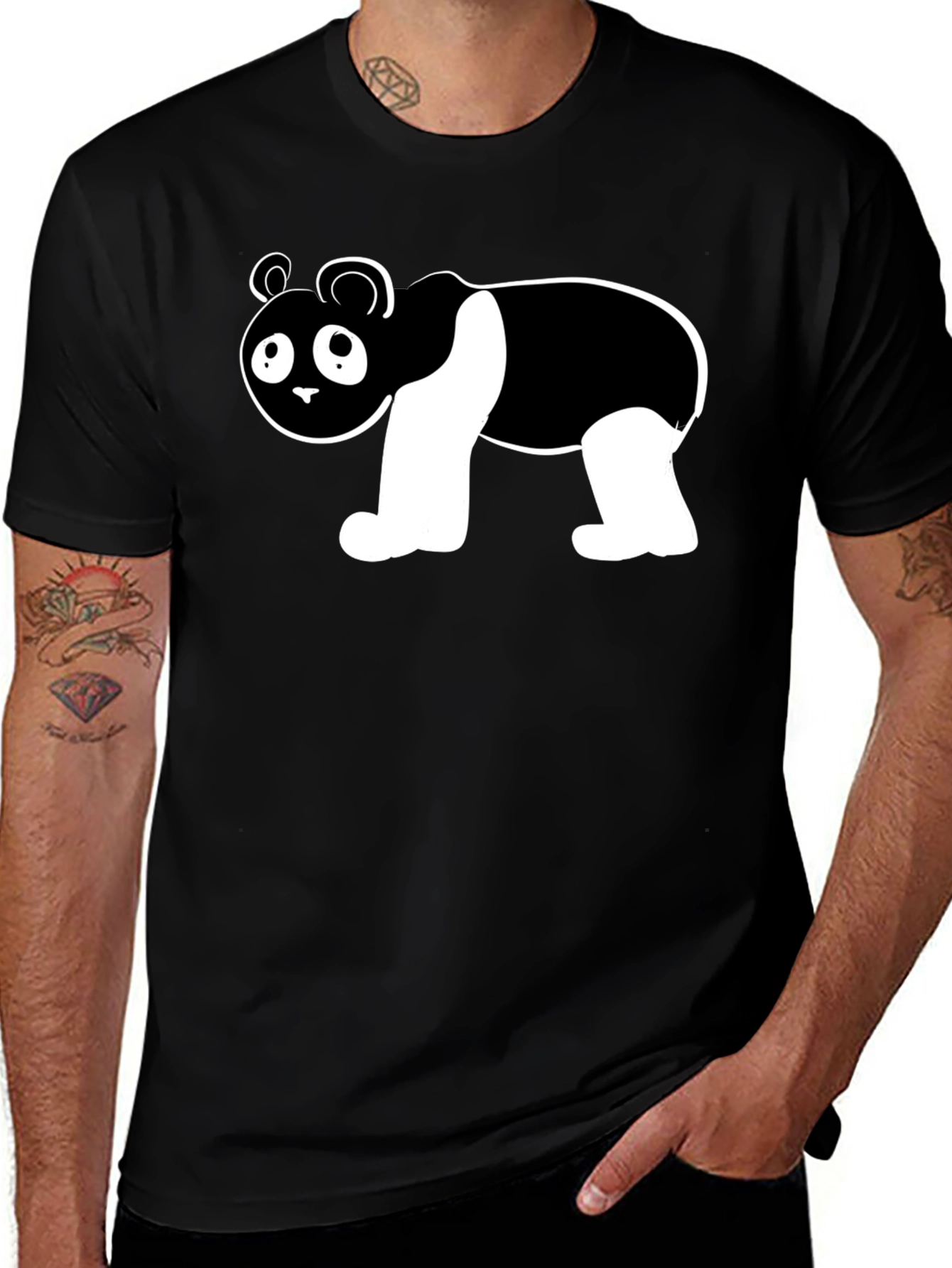 Variant 22 of Cute Panda Bear Graphic Black T-Shirt
