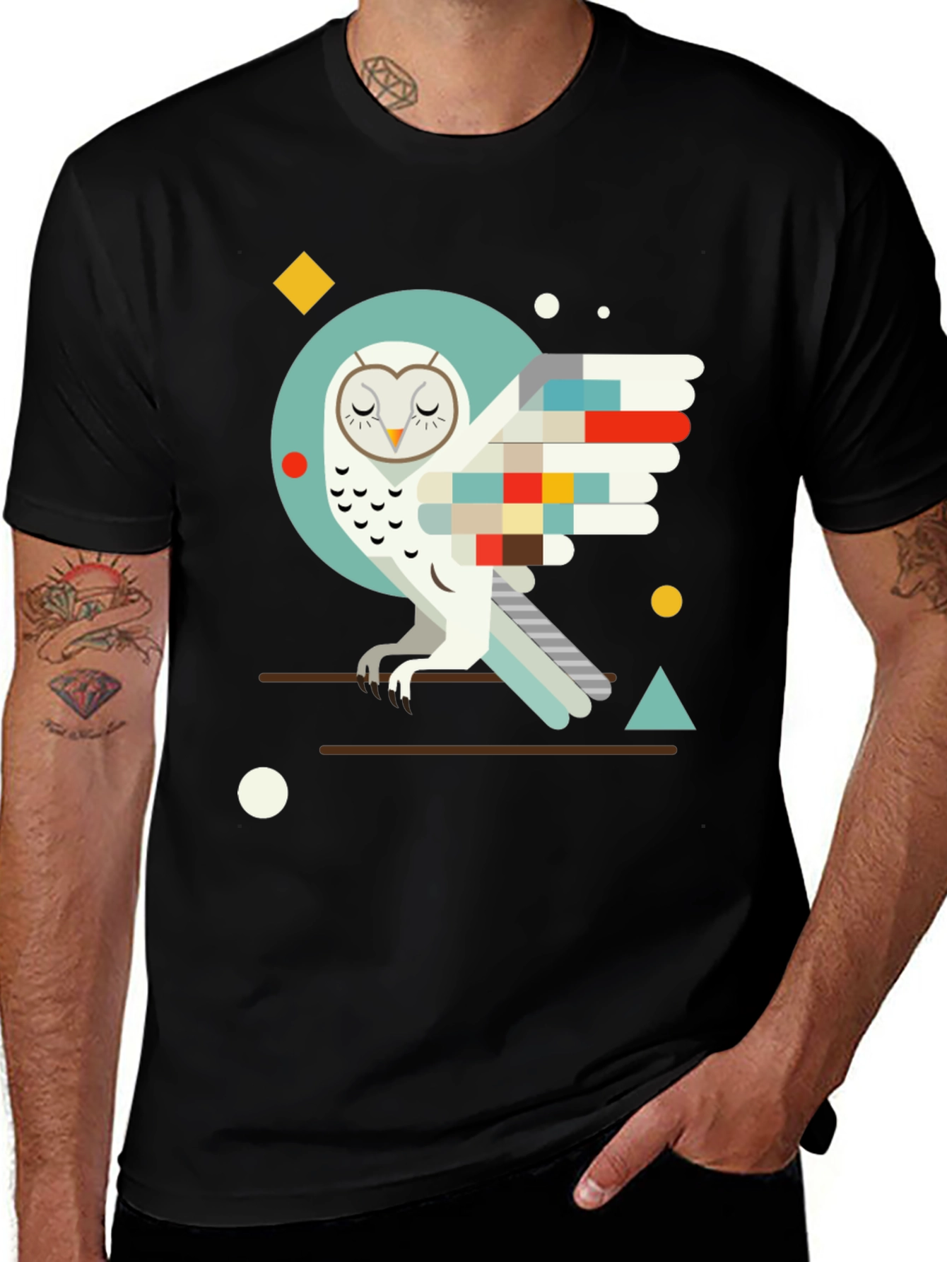 Geometric Owl Graphic Print T-Shirt