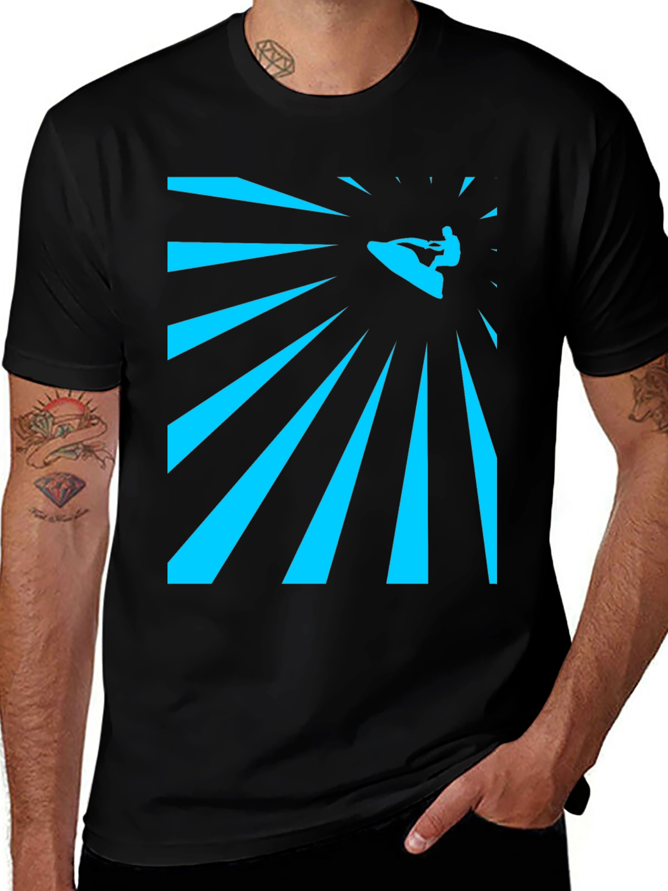 Variant 19 of Surfing Graphic Tee - Men's Black T-Shirt