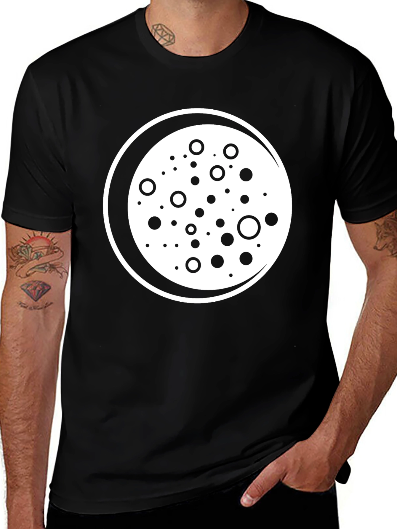 Cool Circle Pattern Black T-Shirt