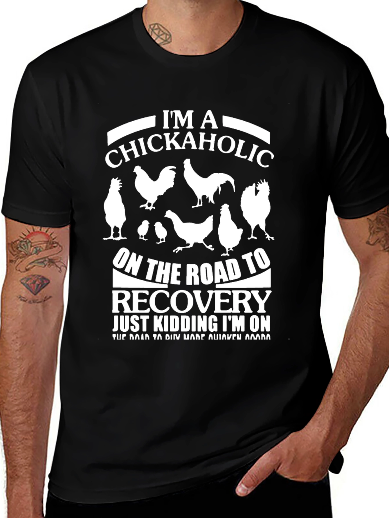 Black I'm a Chickaholic T-Shirt - Funny Chicken Lover Tee main image