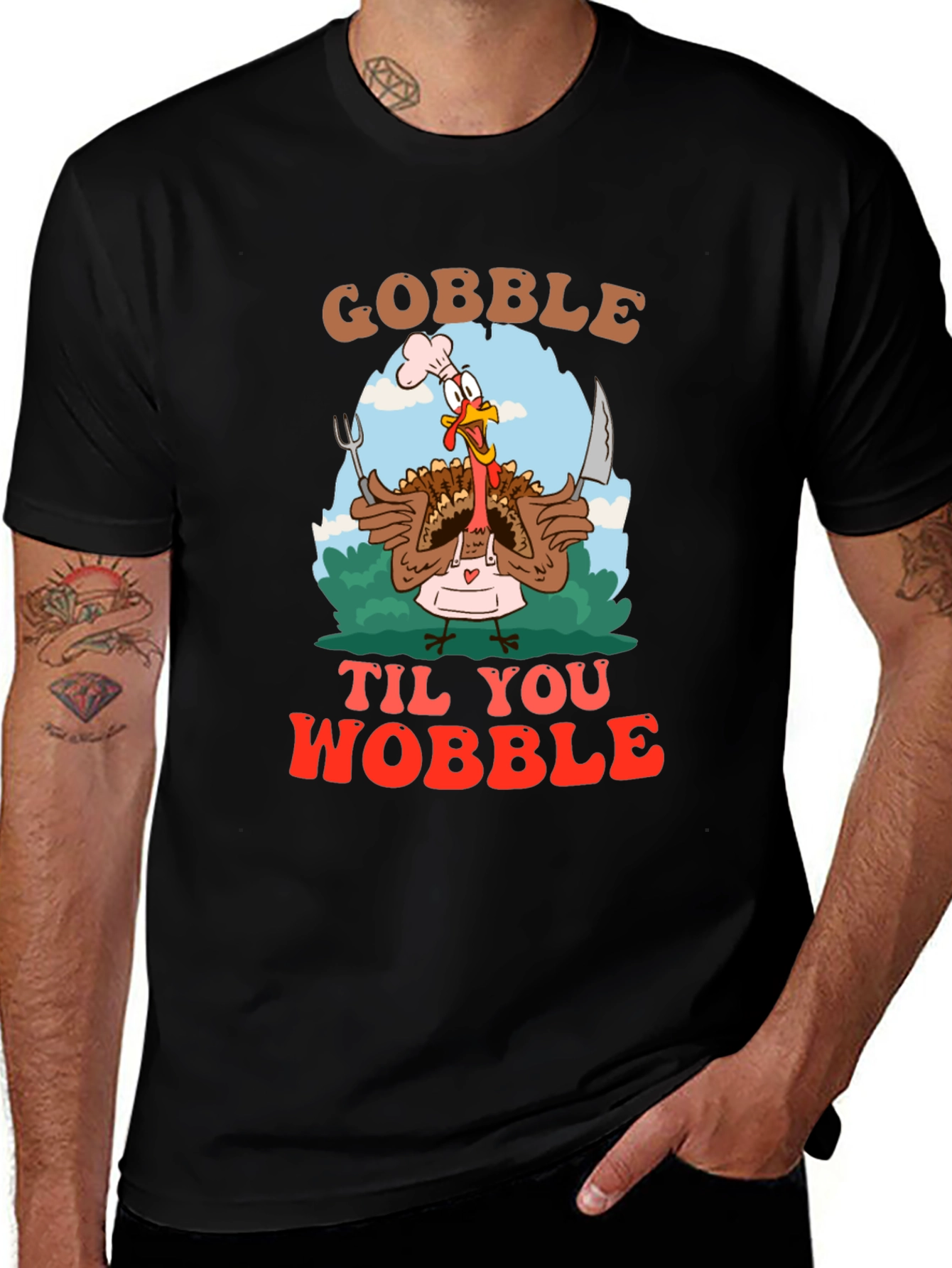 Gobble 'Til You Wobble Thanksgiving Graphic Tee