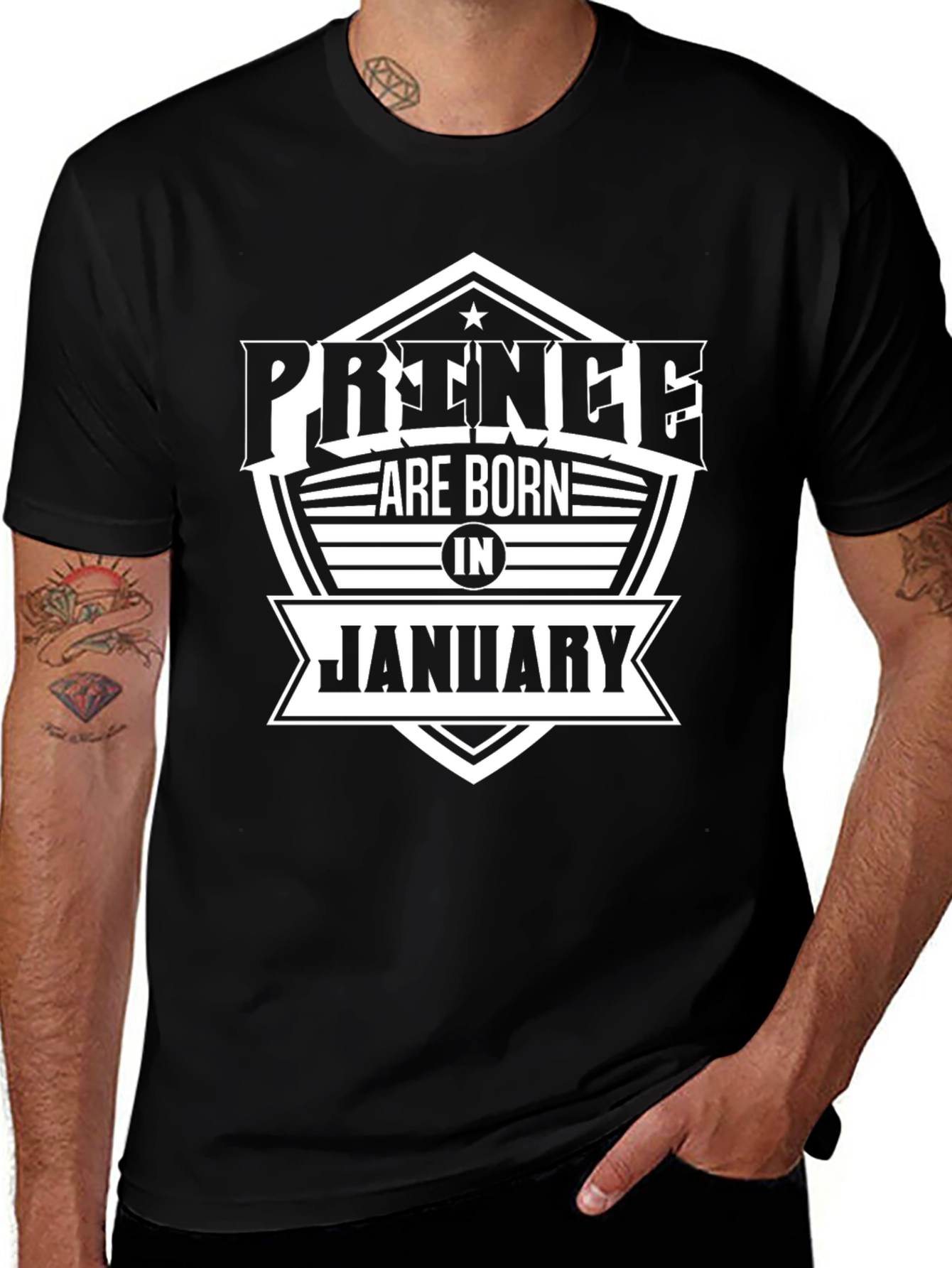 Prince Born in January Black T-Shirt