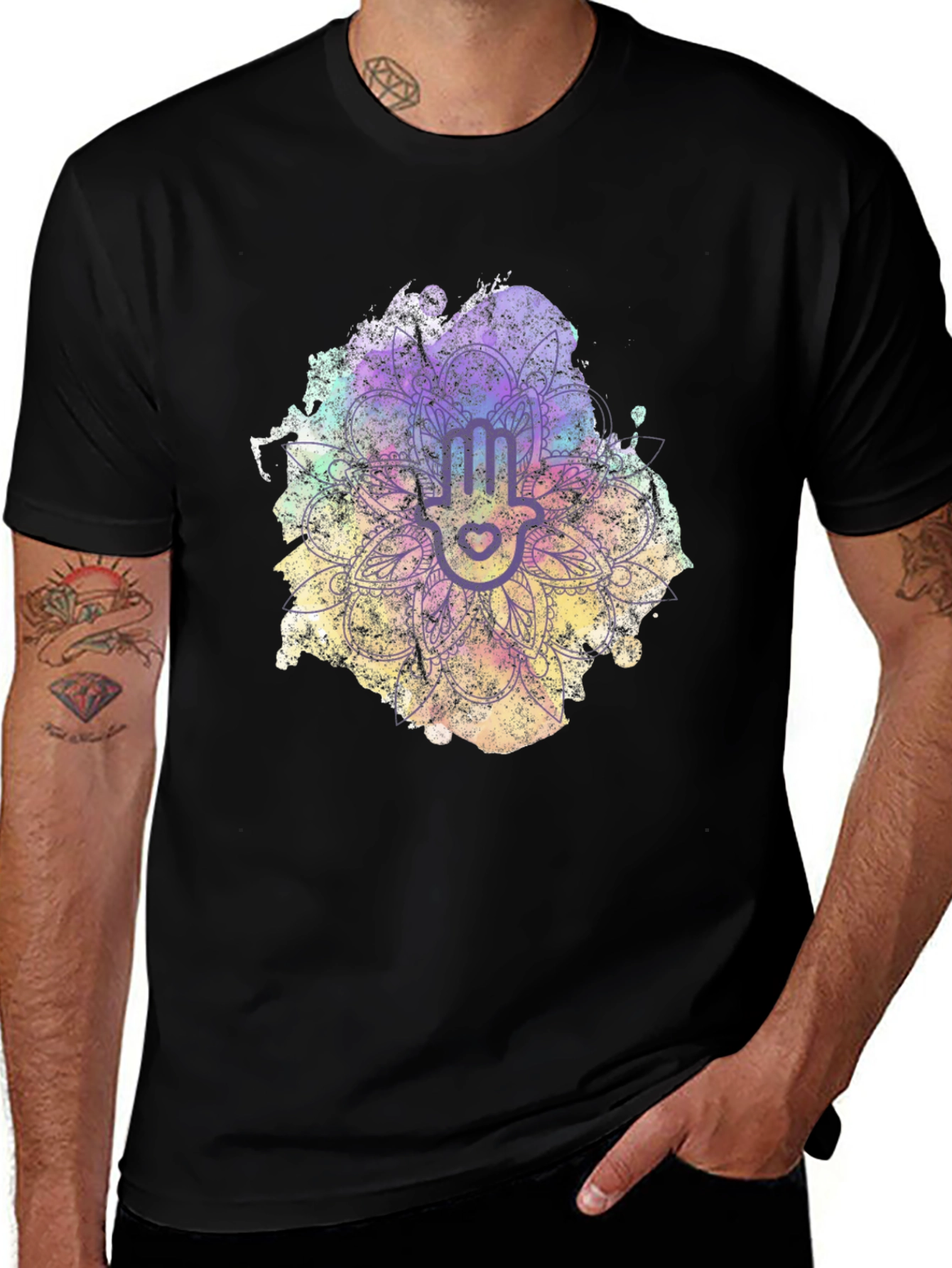 Variant 5 of Hamsa Hand Mandala T-Shirt