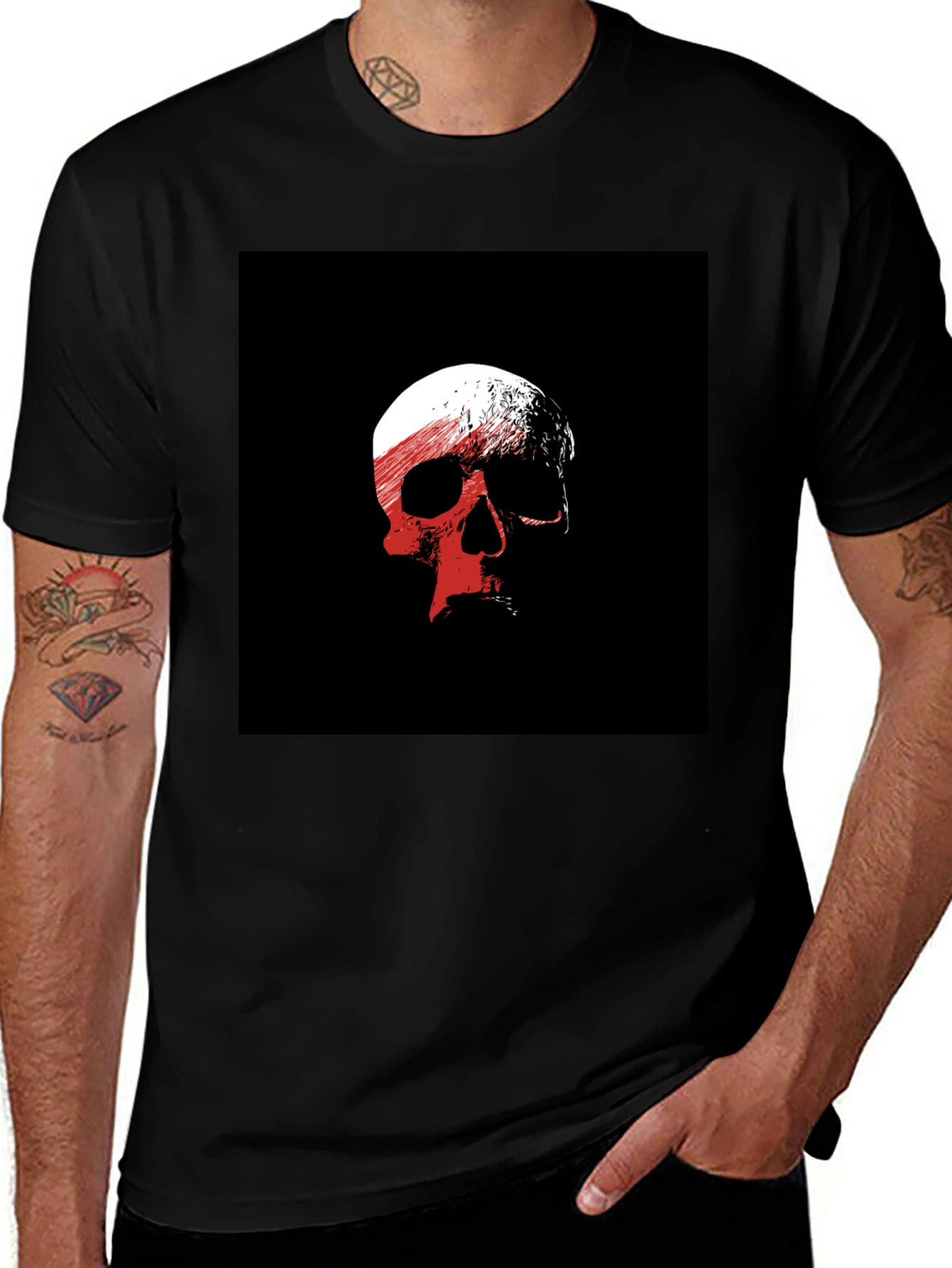 Skull Graphic Black T-Shirt - Edgy Casual Wear