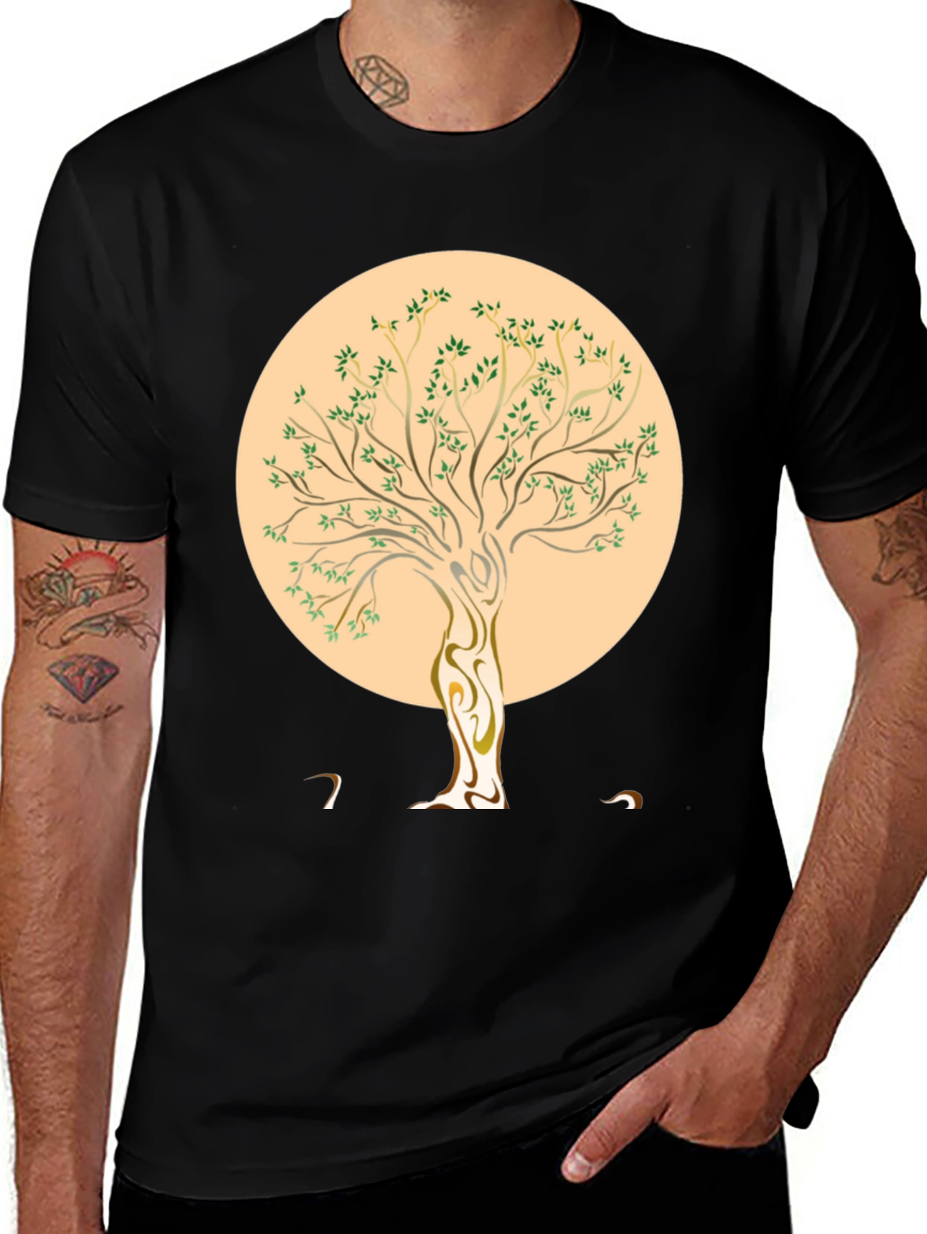Nature Tree Graphic T-Shirt - Stylish Black Tee