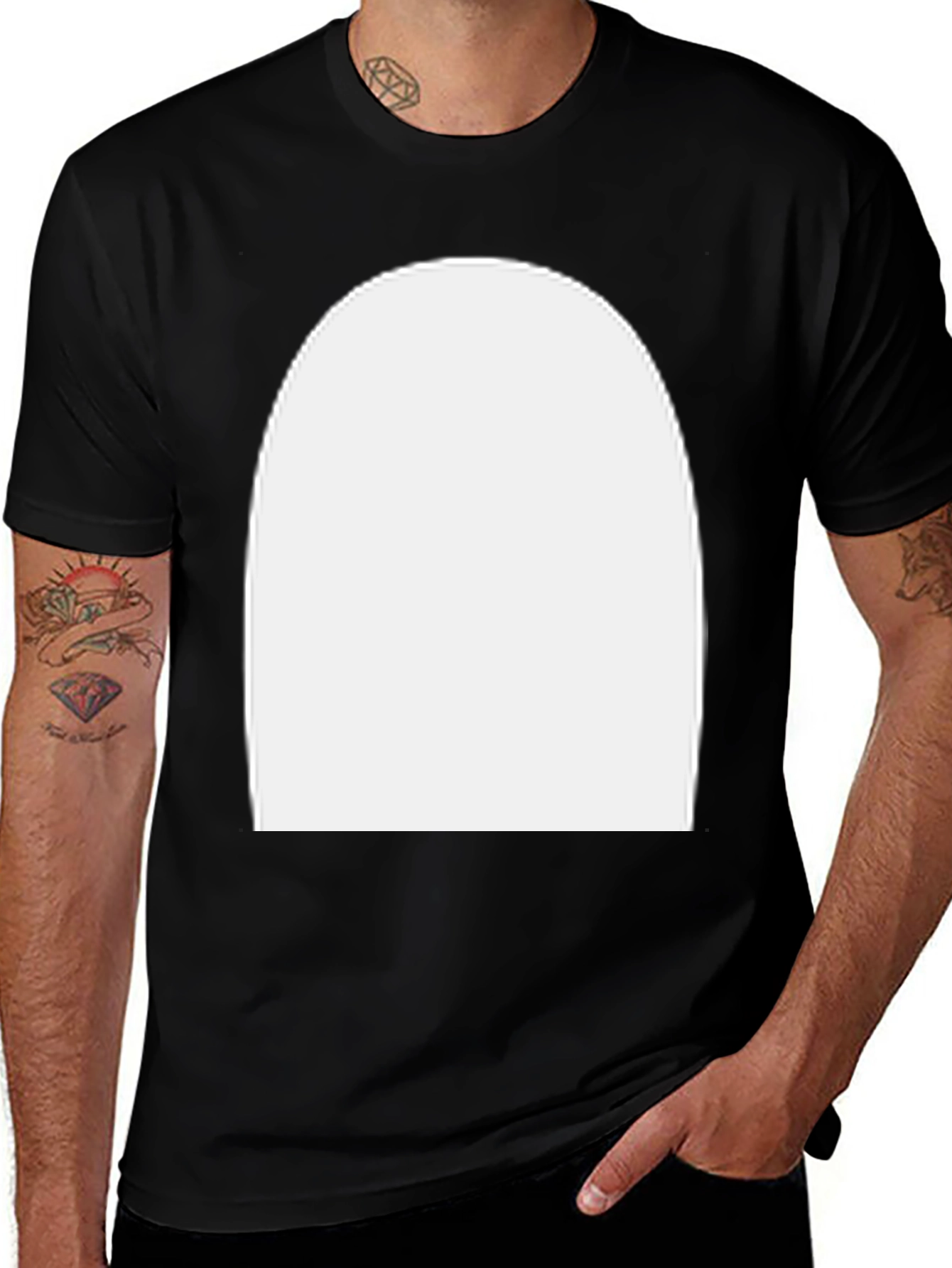 Variant 10 of Men's Black Short Sleeve T-Shirt with White Graphic
