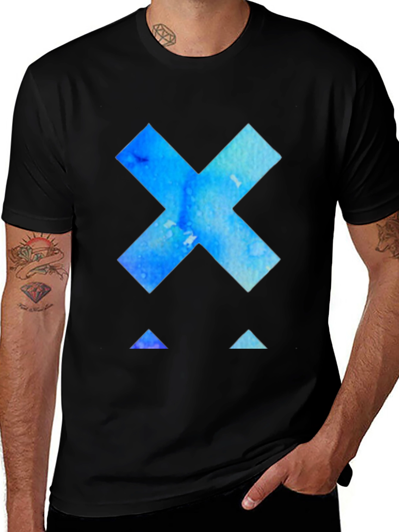 Variant 7 of Abstract Watercolor Cross Graphic Tee - Black