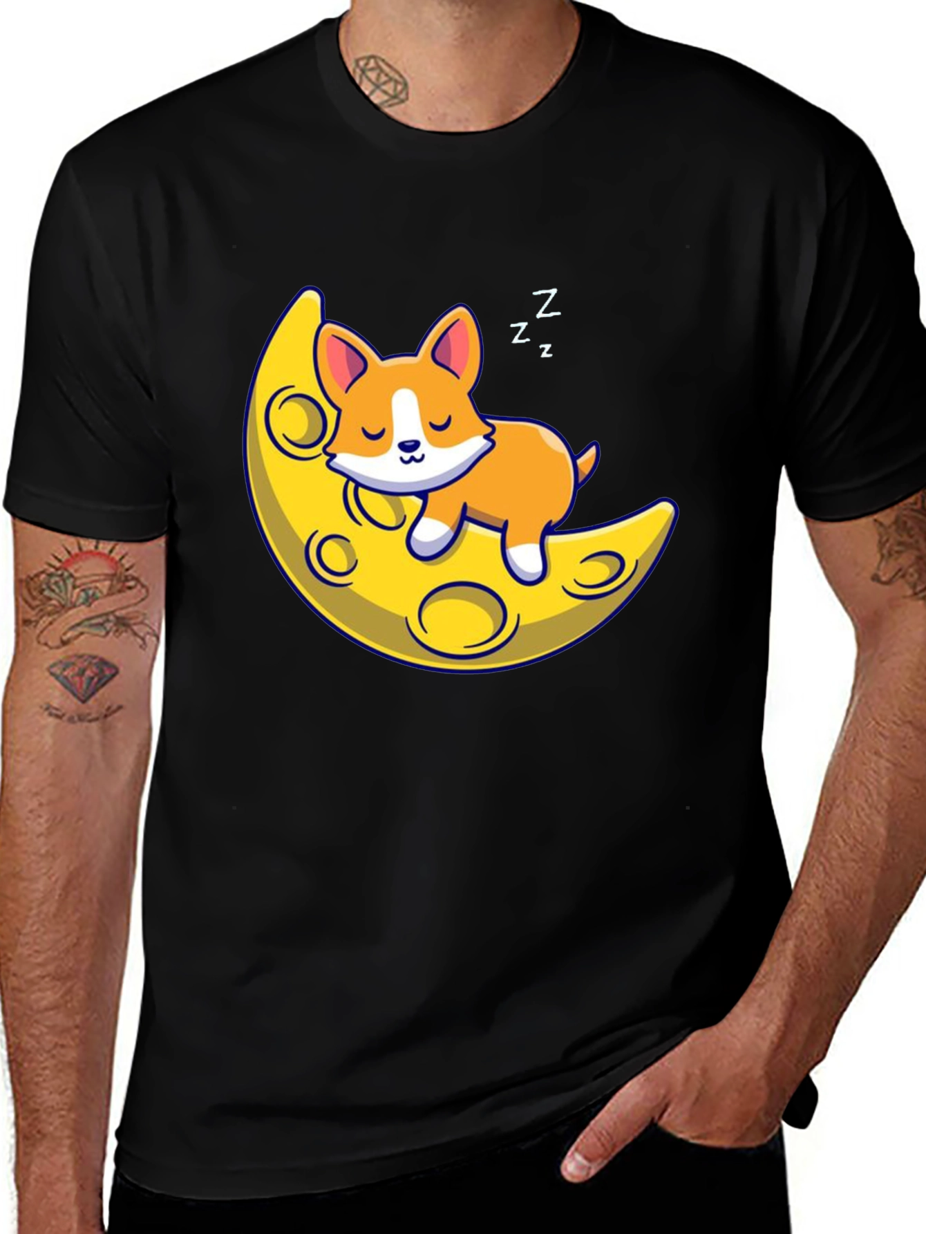 Variant 4 of Cute Corgi Sleeping on Moon T-Shirt