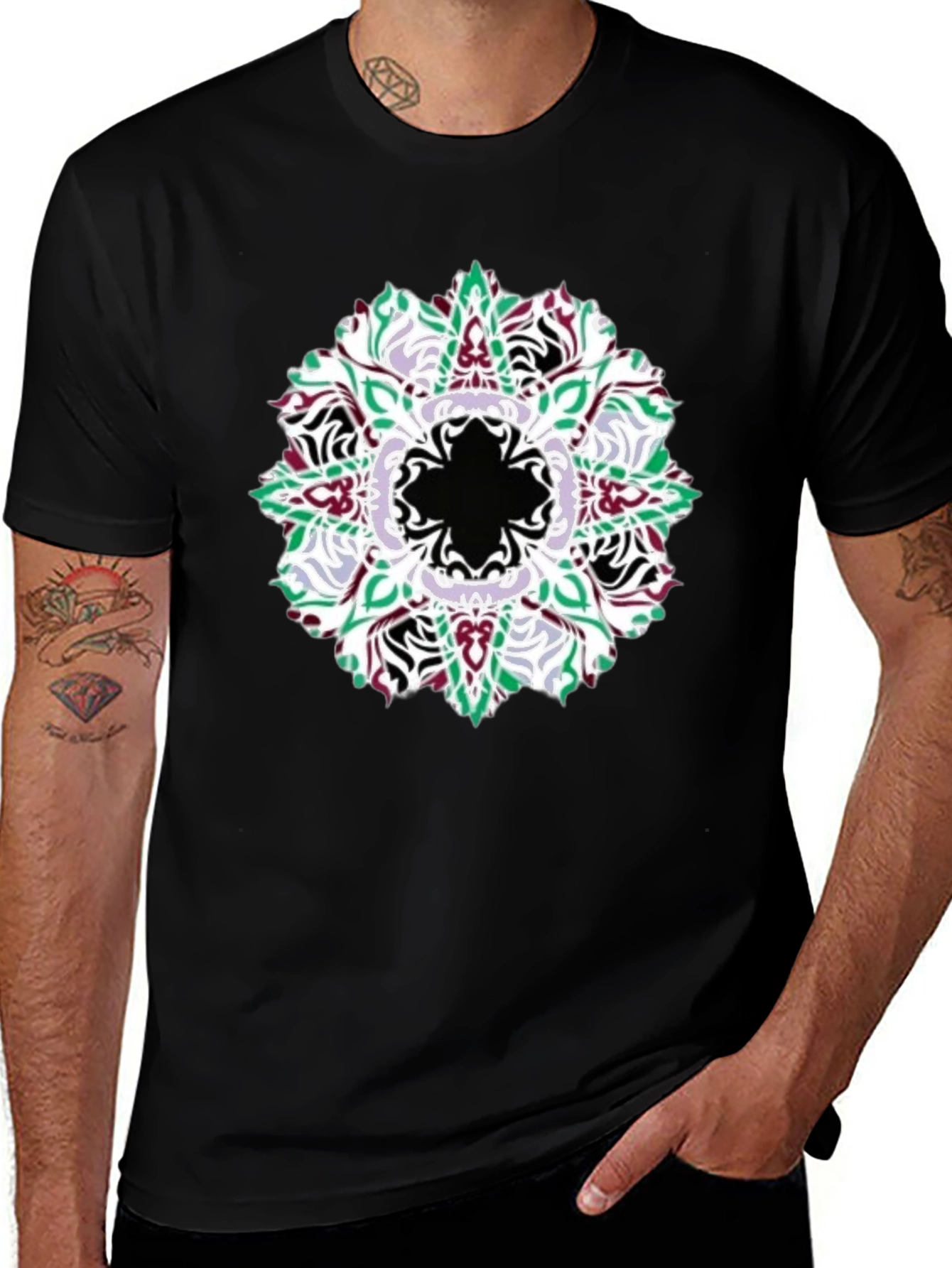 Variant 10 of Mandala Print Black T-Shirt