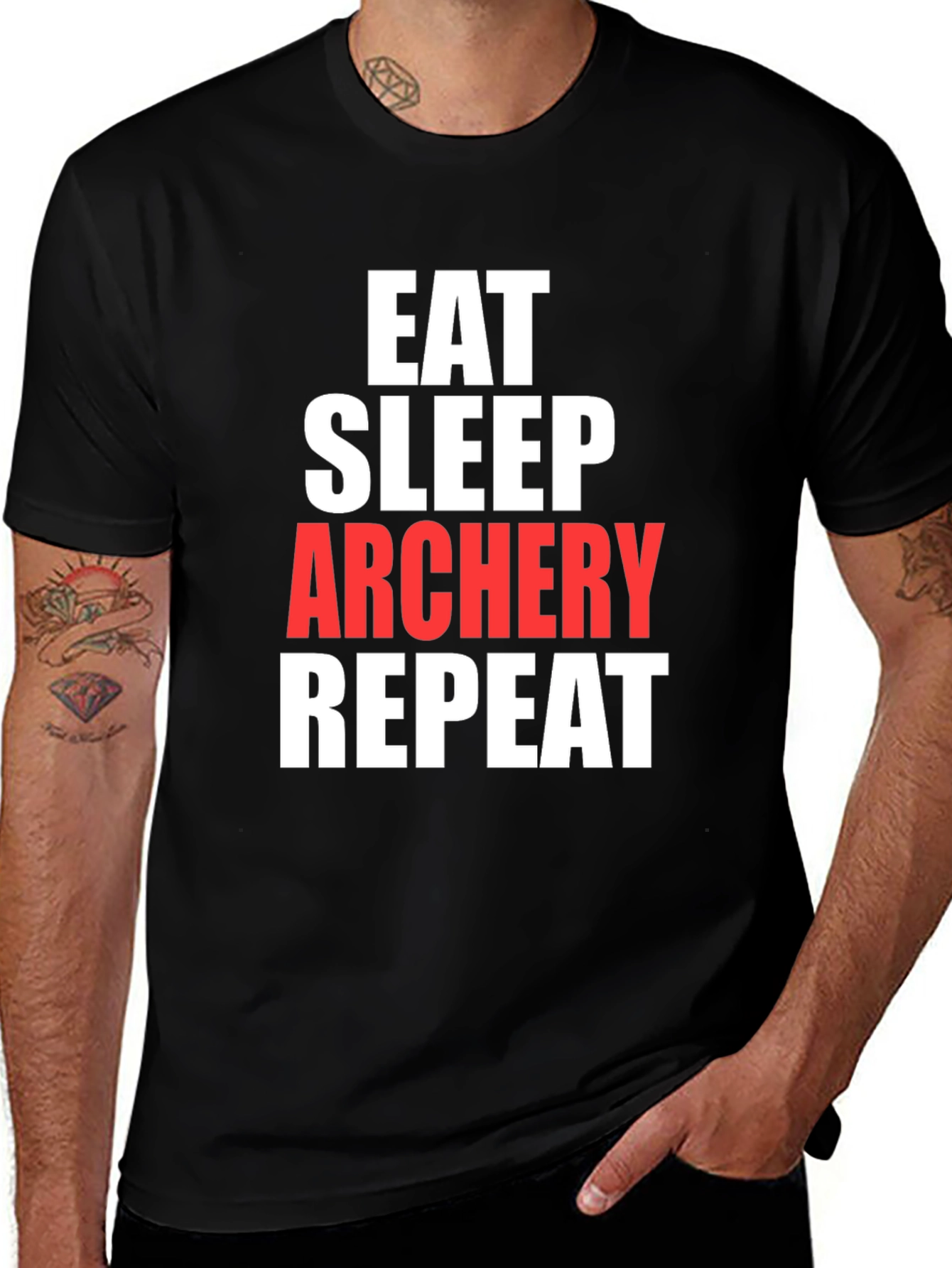 Eat Sleep Archery Repeat Graphic Tee - Black