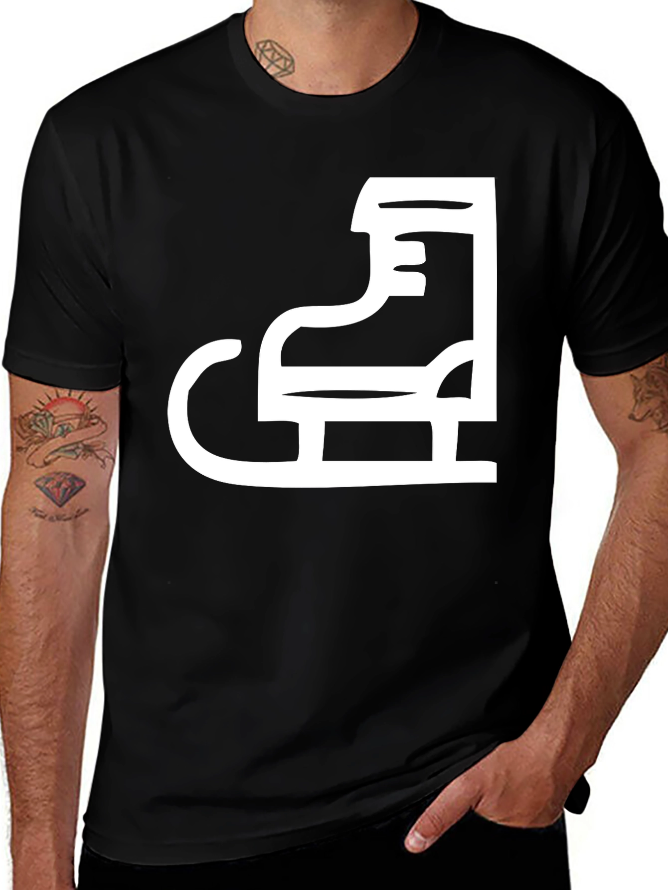 Variant 11 of Skate T-Shirt - Black Cotton Tee with Ice Skate Design