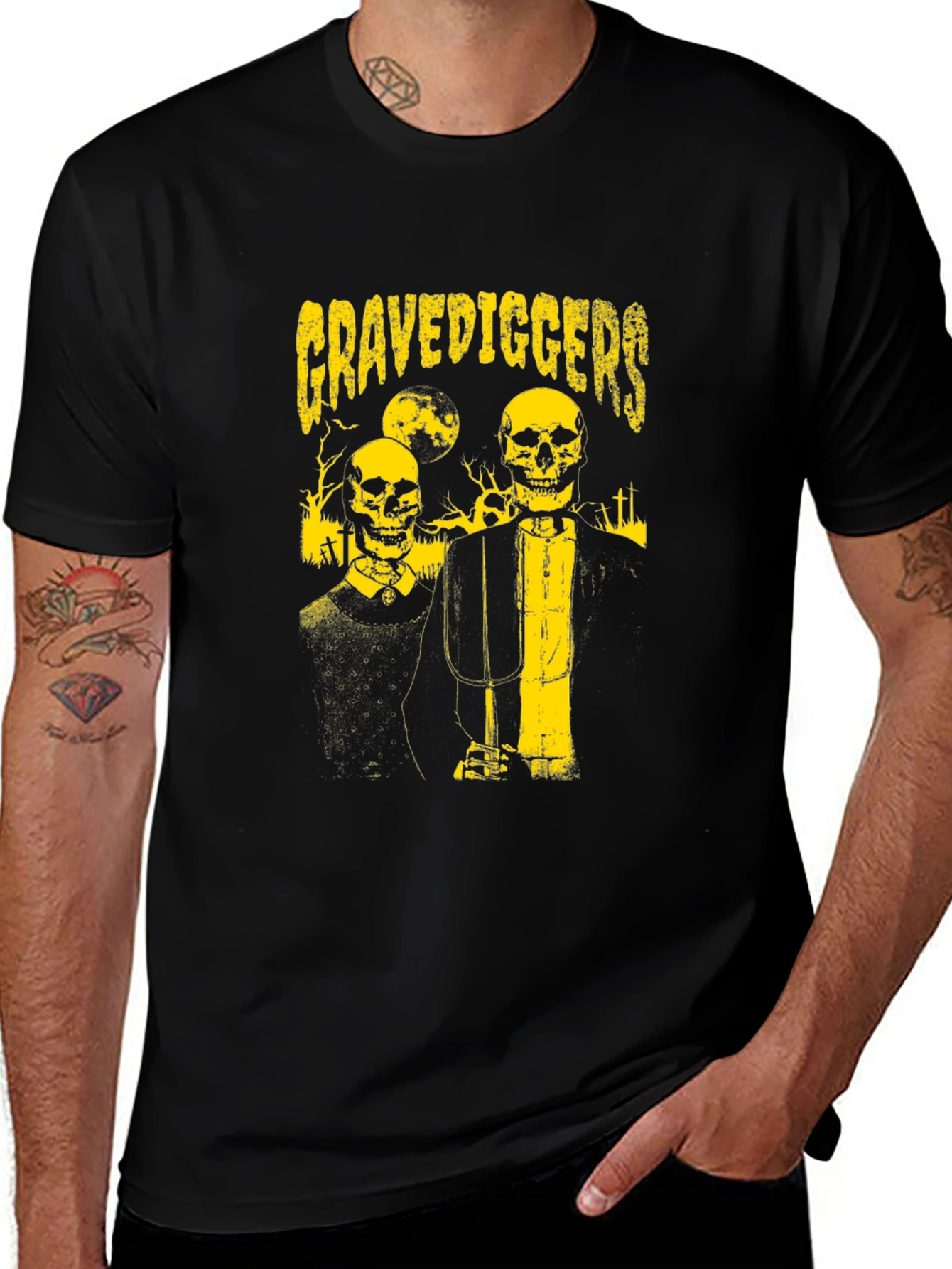 Variant 9 of Gravediggers Graphic Print Black T-Shirt