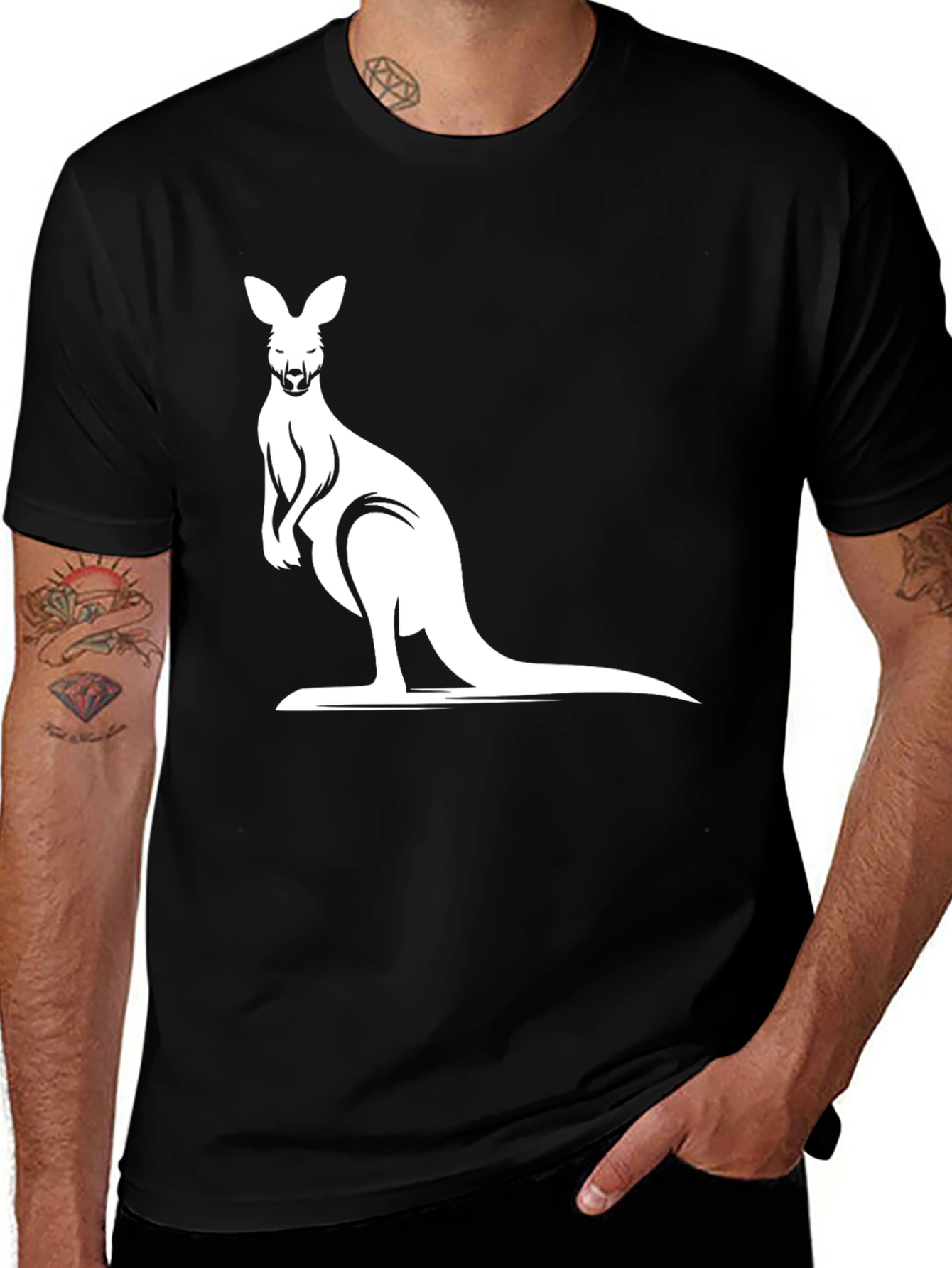 Variant 8 of Kangaroo Graphic Tee - Classic Black T-Shirt