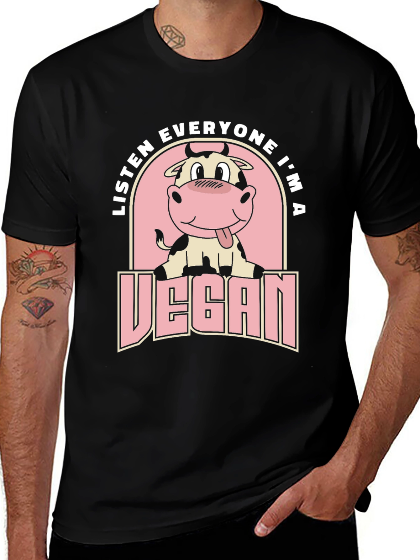 Variant 13 of Vegan Cow Cartoon Graphic T-Shirt