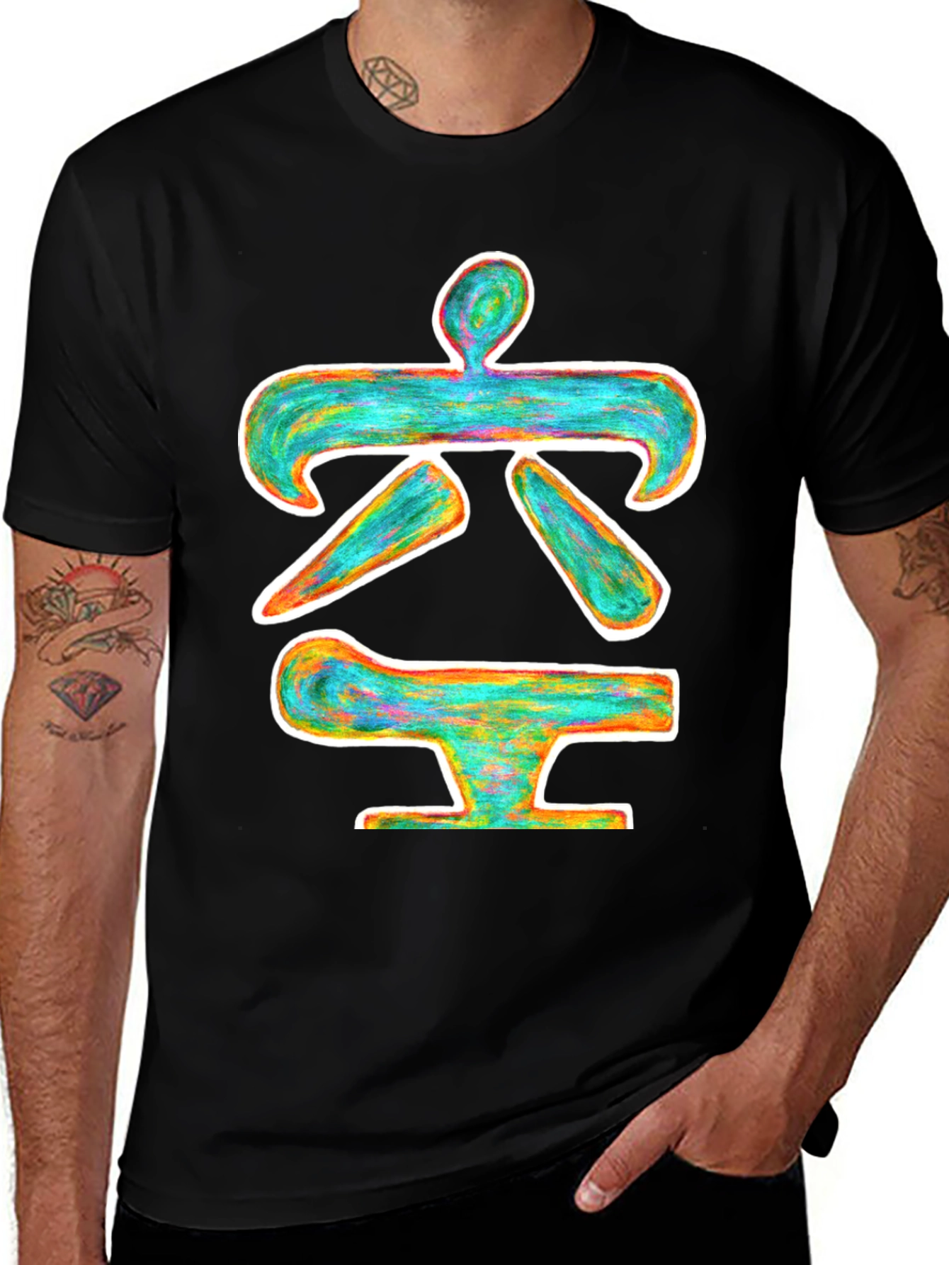 Variant 10 of Abstract Symbol Black T-Shirt