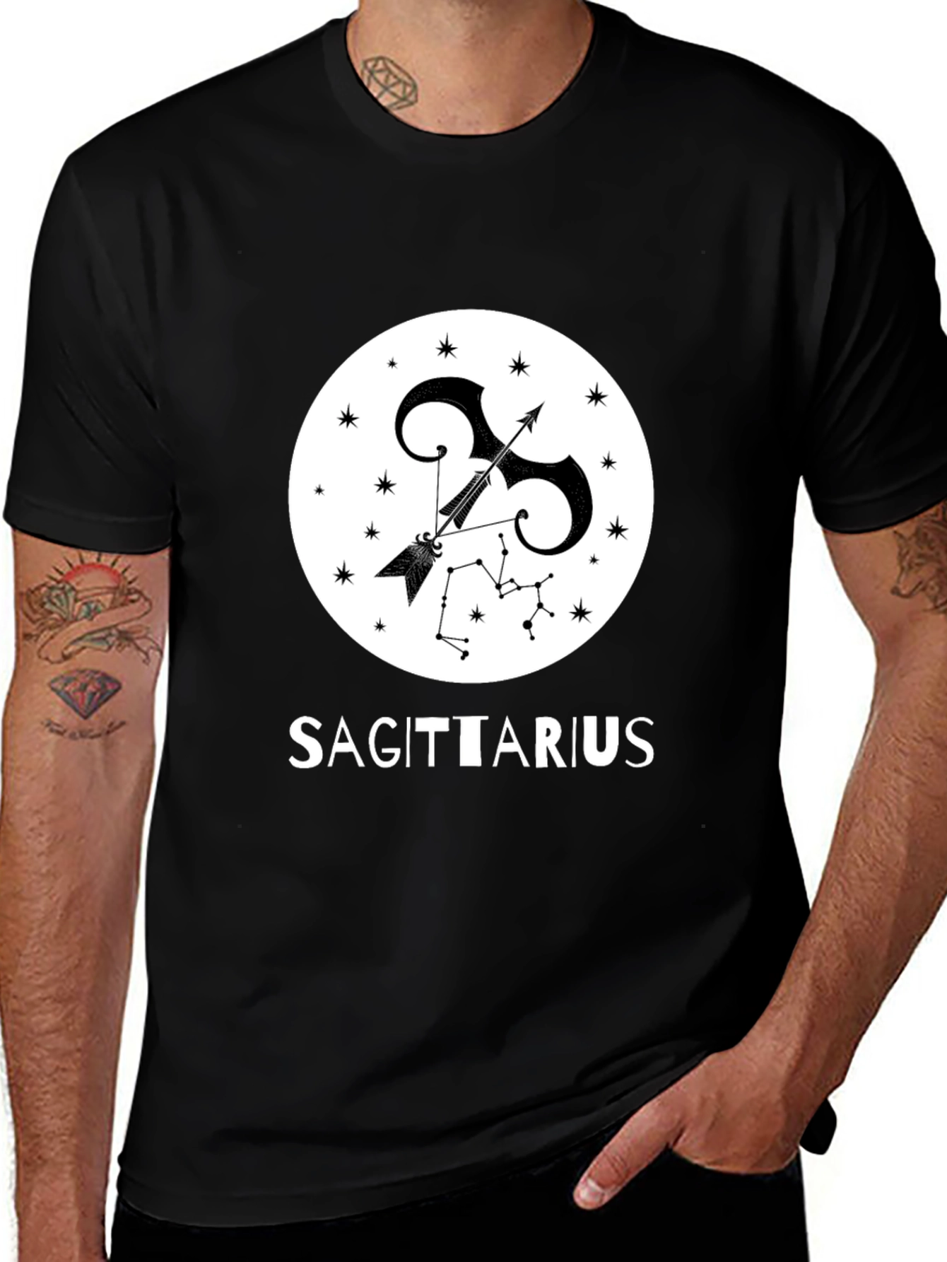 Sagittarius Zodiac Black Graphic T-Shirt