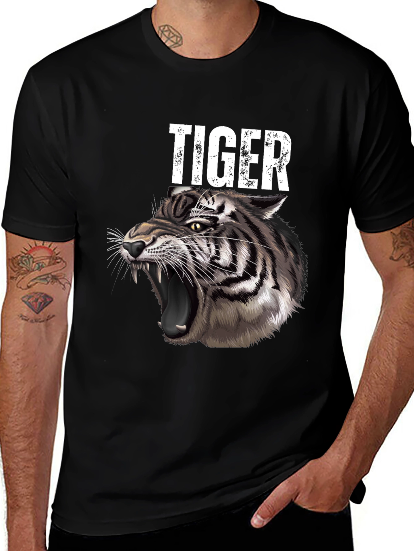 Variant 13 of Cool Black Tiger Graphic T-Shirt
